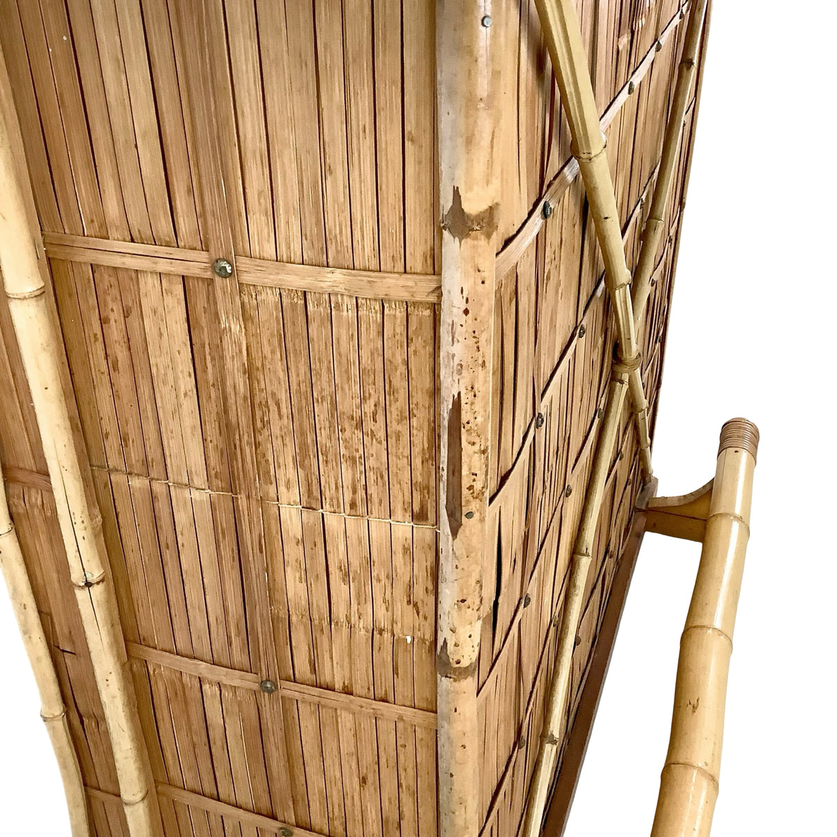 Vintage Bamboo &amp; Woven Rattan Freestanding Cocktail Bar