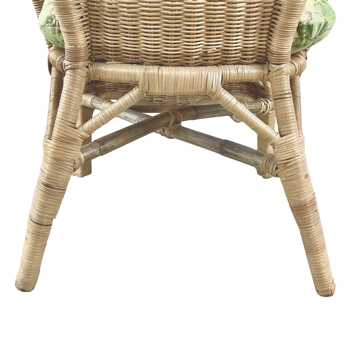 Vintage High-Back Woven Wicker Armchair