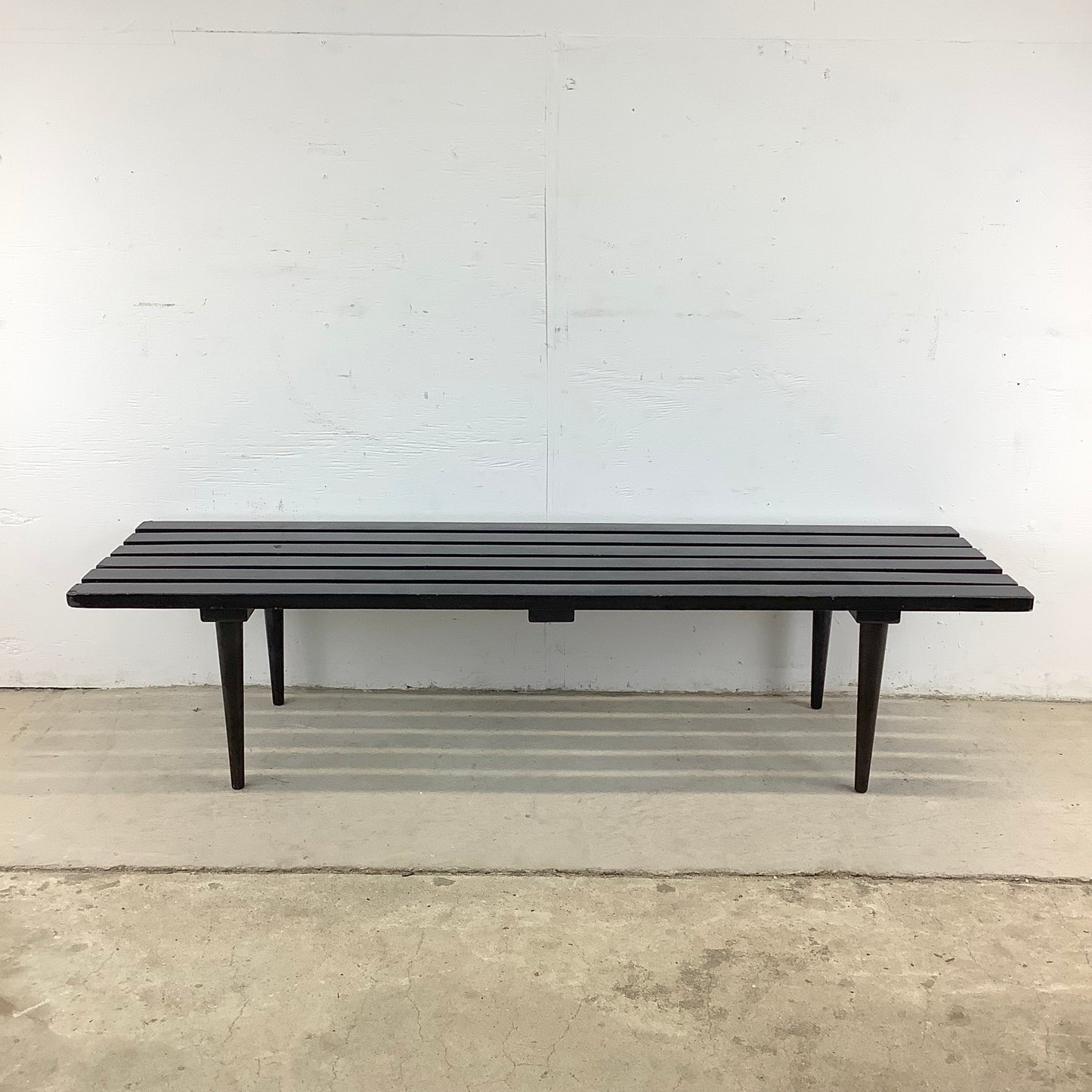 Vintage Modern Black Slat Coffee Table or Bench