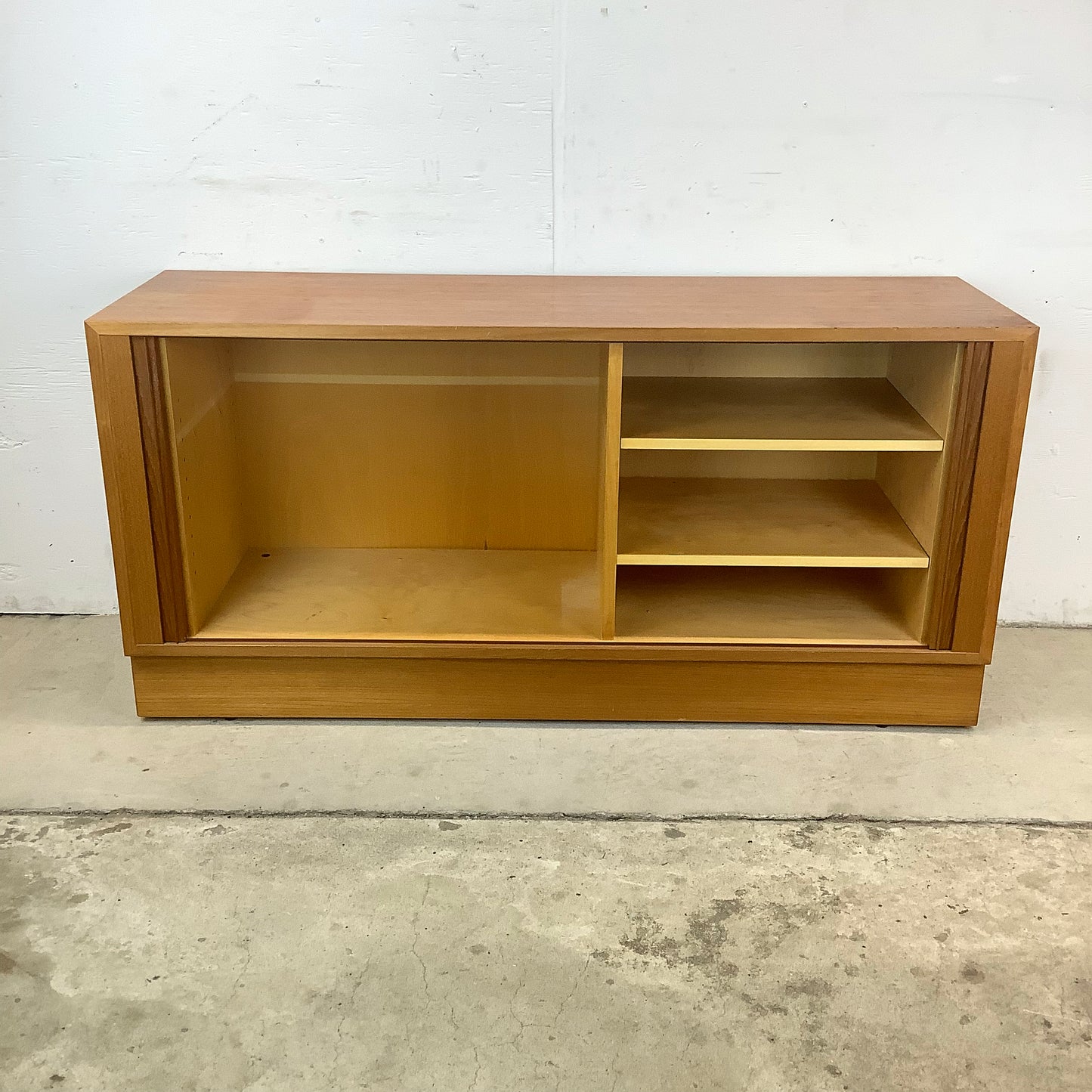 Scandinavian Modern Teak Credenza With Tambour Doors