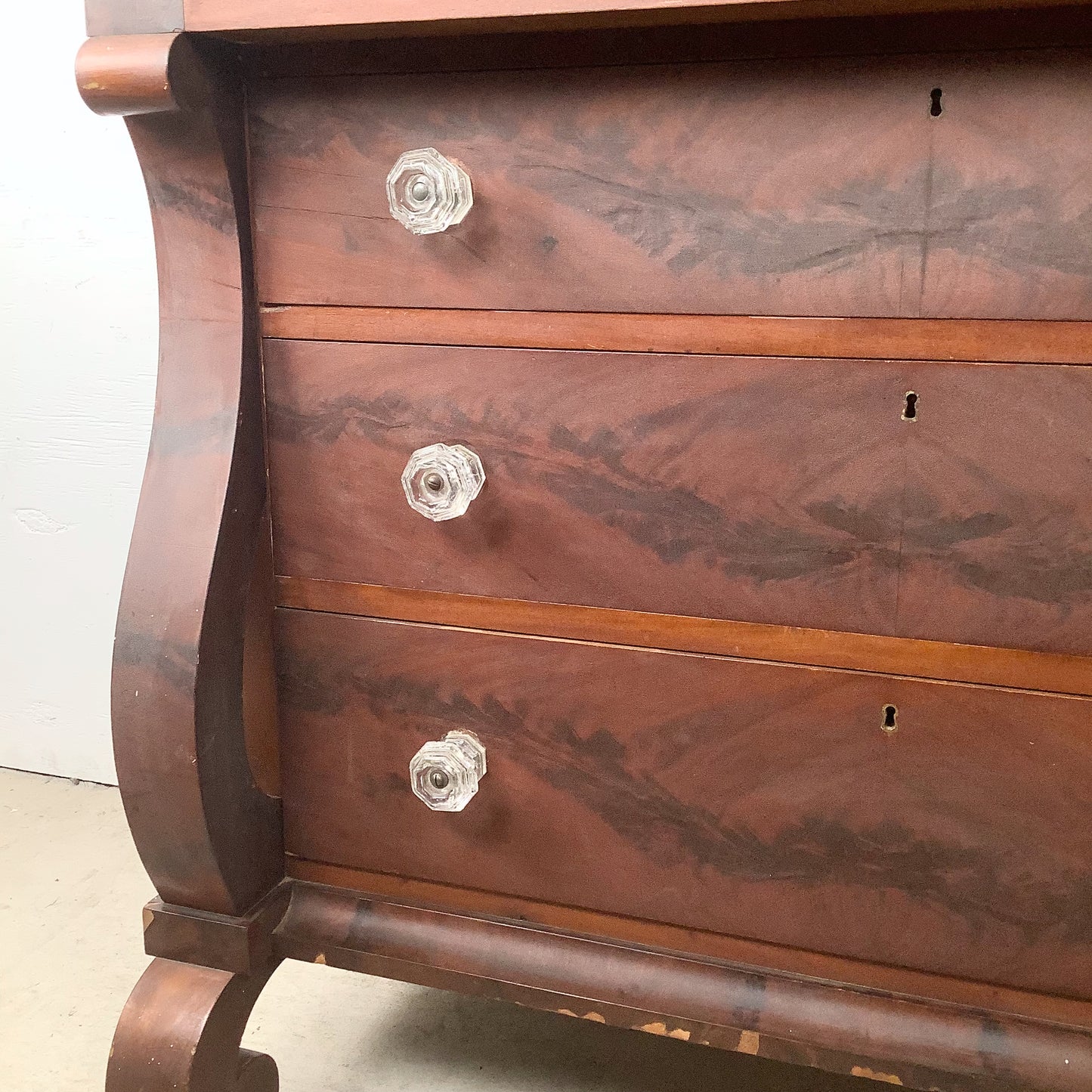 19th Century American Empire Flame Mahogany Four-Drawer Chest