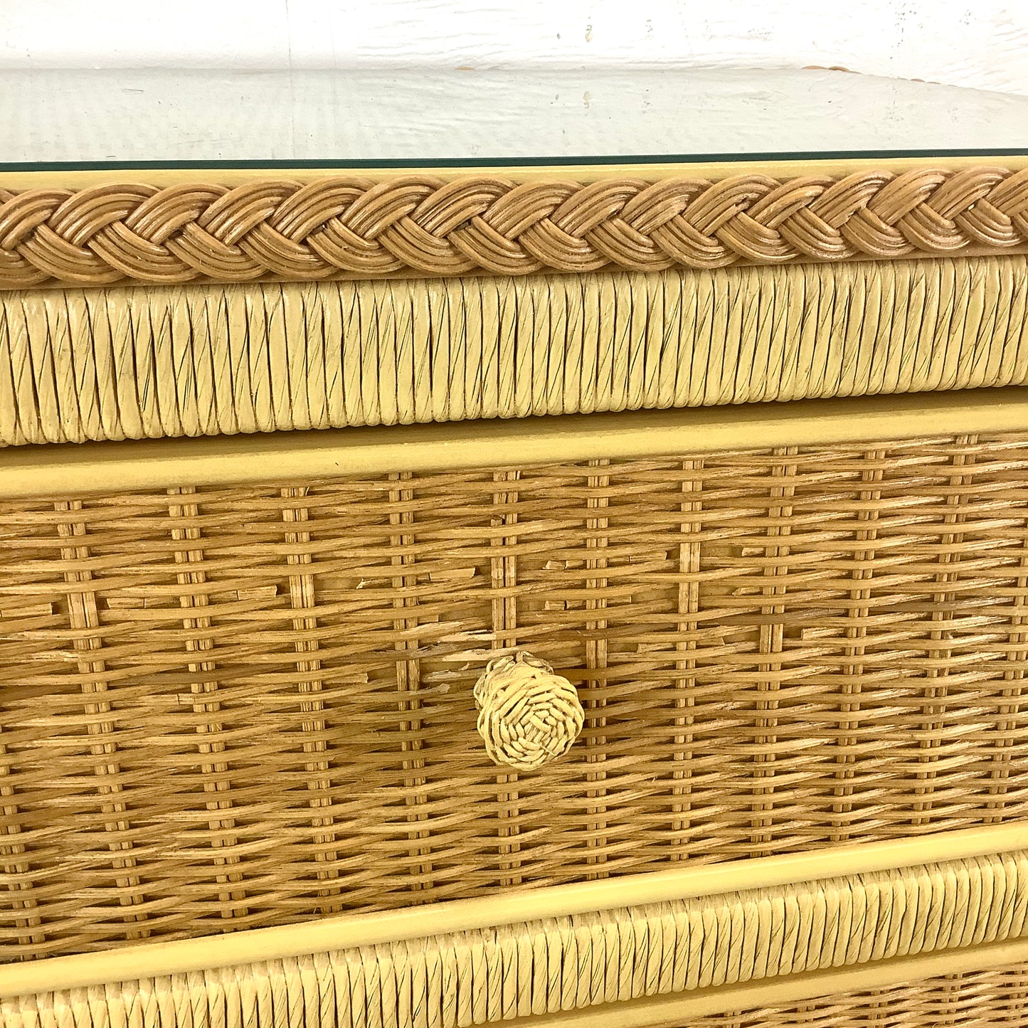 Vintage "Wicker" Two Drawer Nightstand by Henry Link