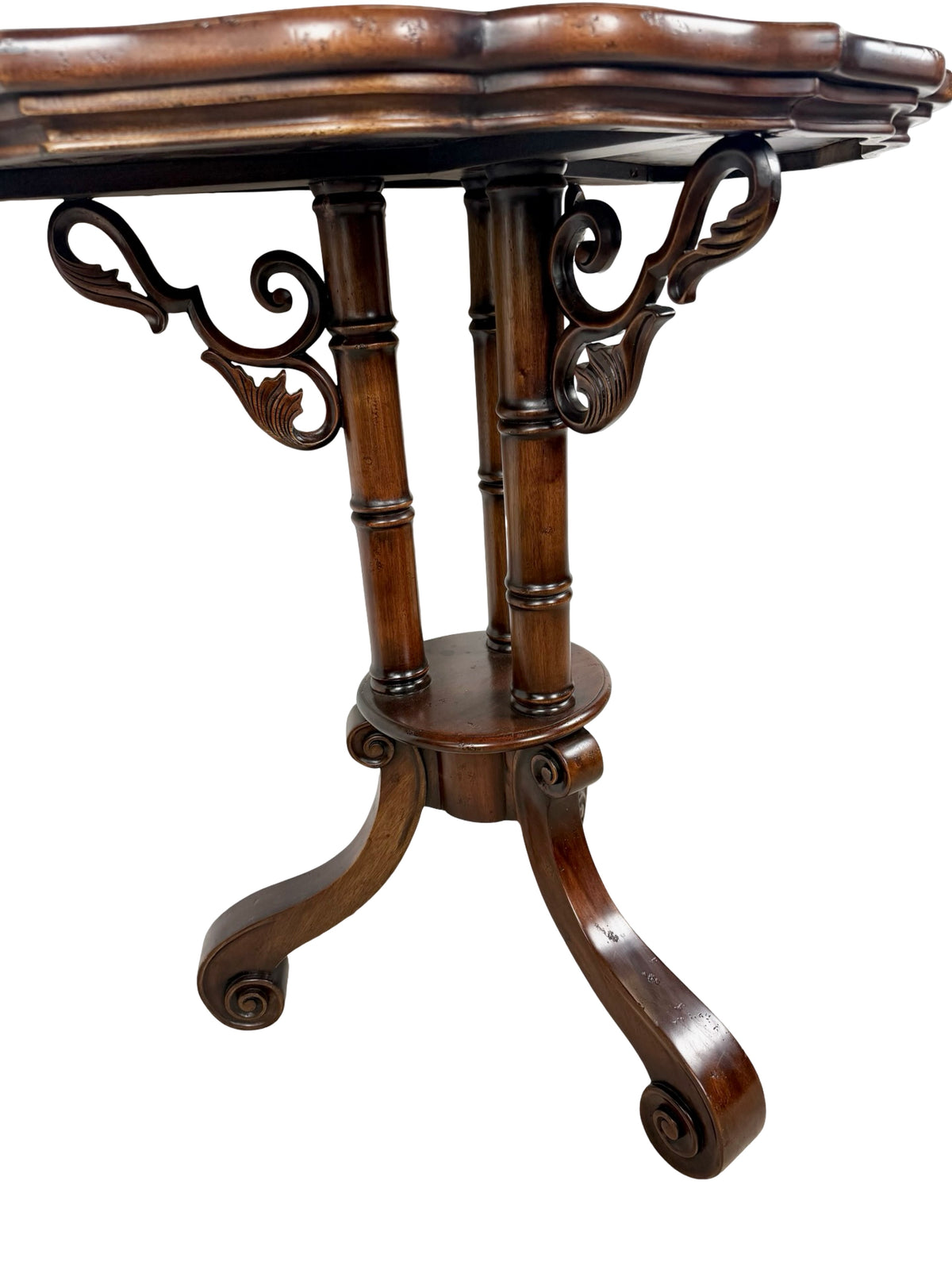 Vintage Southampton Demilune Wall Console Table Cane Glass Top