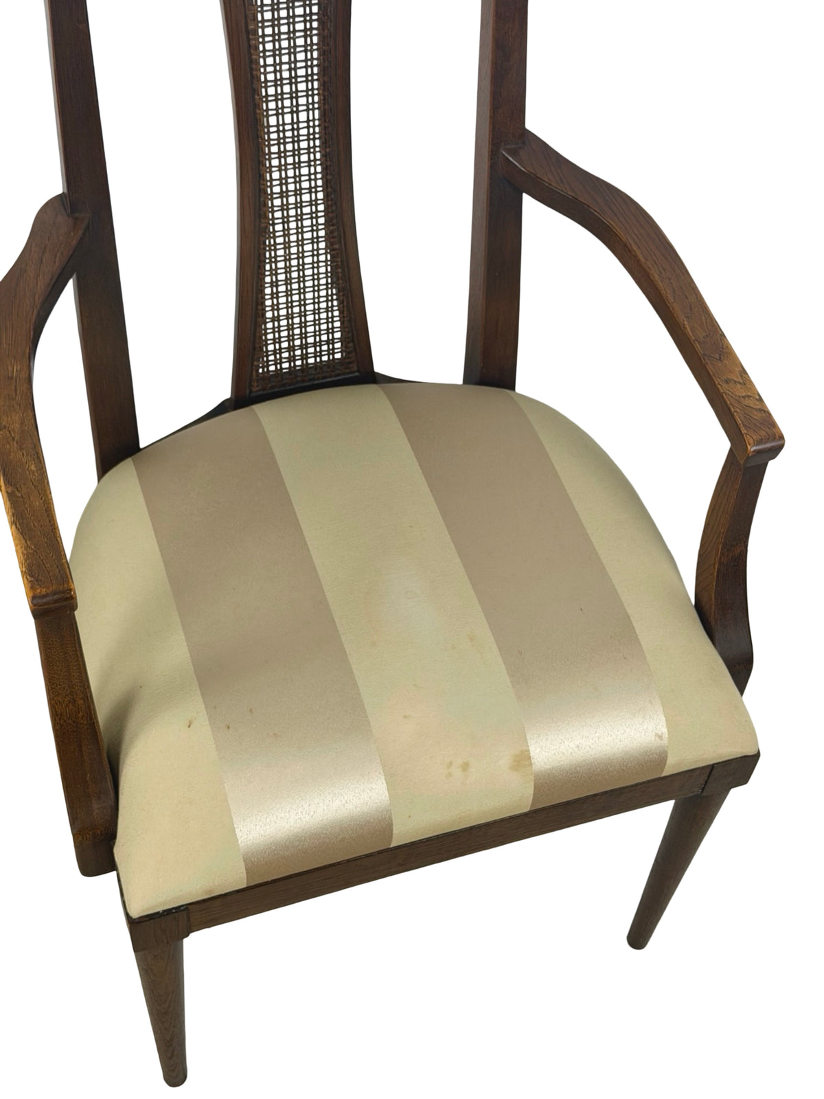 Pair of Mid-Century Modern High-Back Cane Dining Armchairs, Stamped Denmark