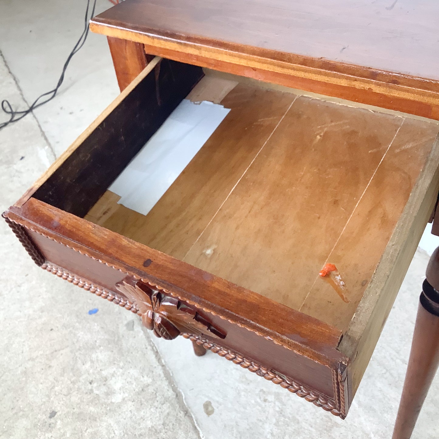 19th Century French Provincial Hand-Carved Walnut Side Table