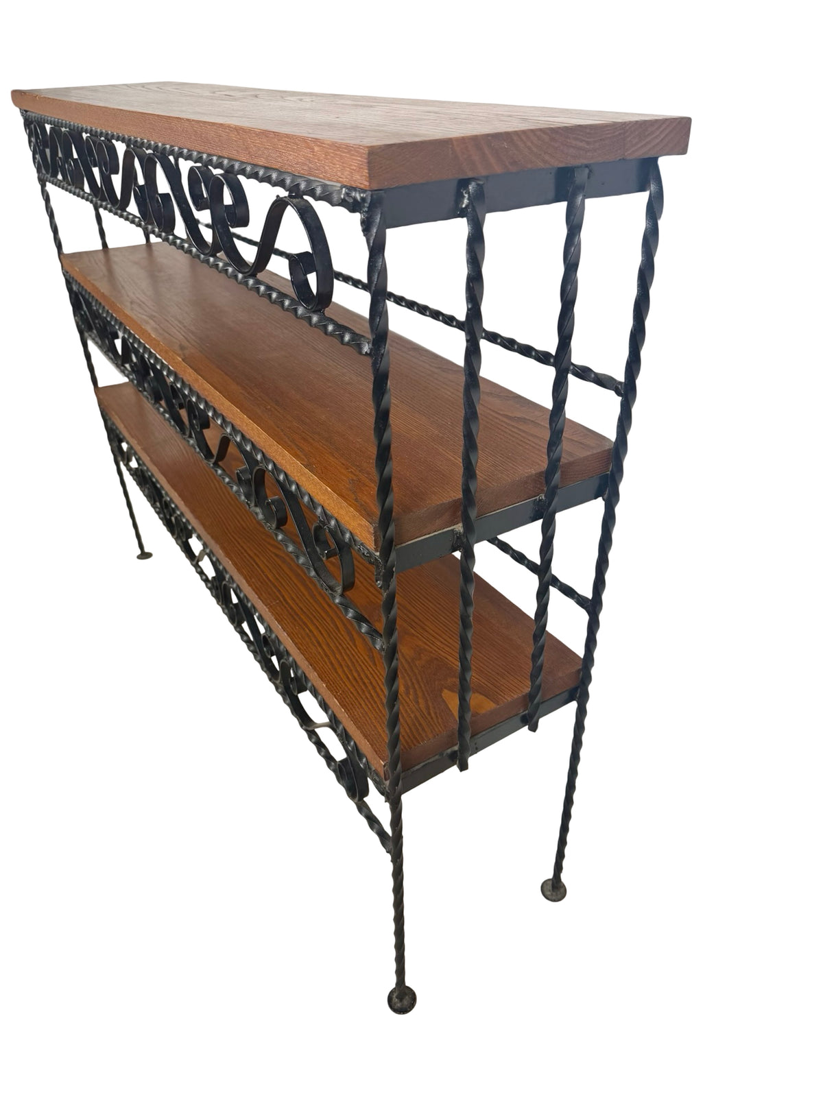 Vintage Handmade Wrought Iron Scroll Shelf — Spanish Revival Style