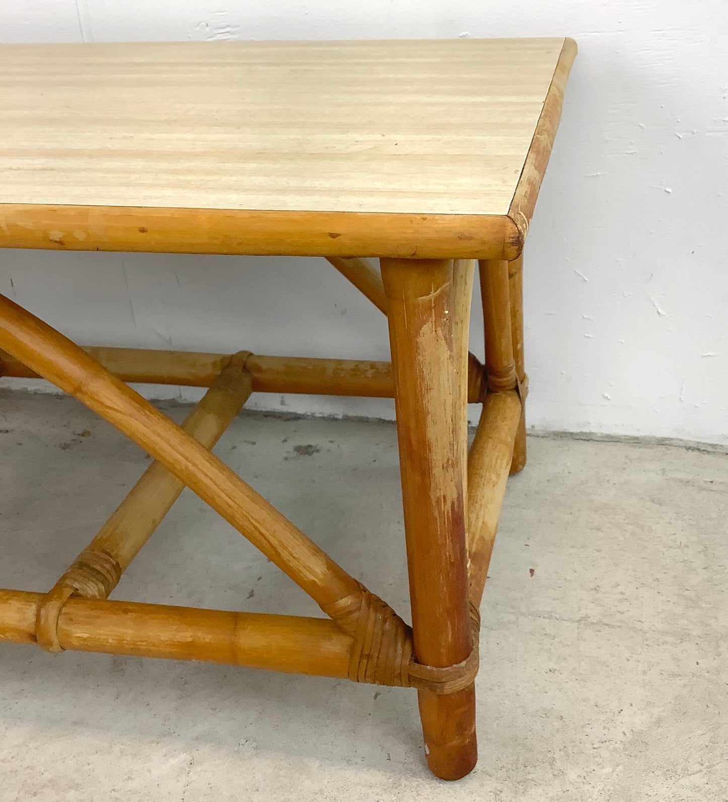 Vintage Coastal Rattan Coffee Table