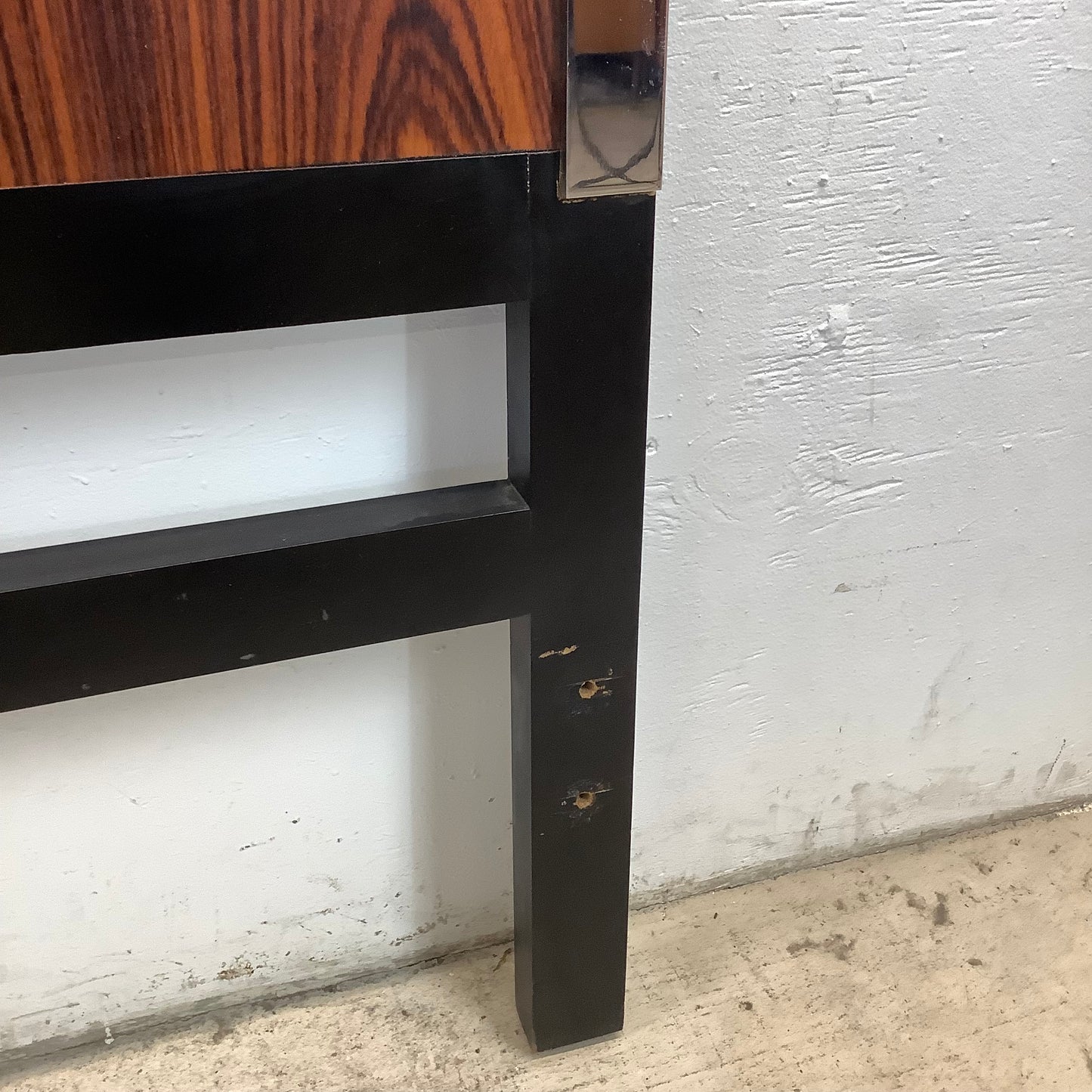 Vintage Modern Rosewood & Chrome Headboard- Queen