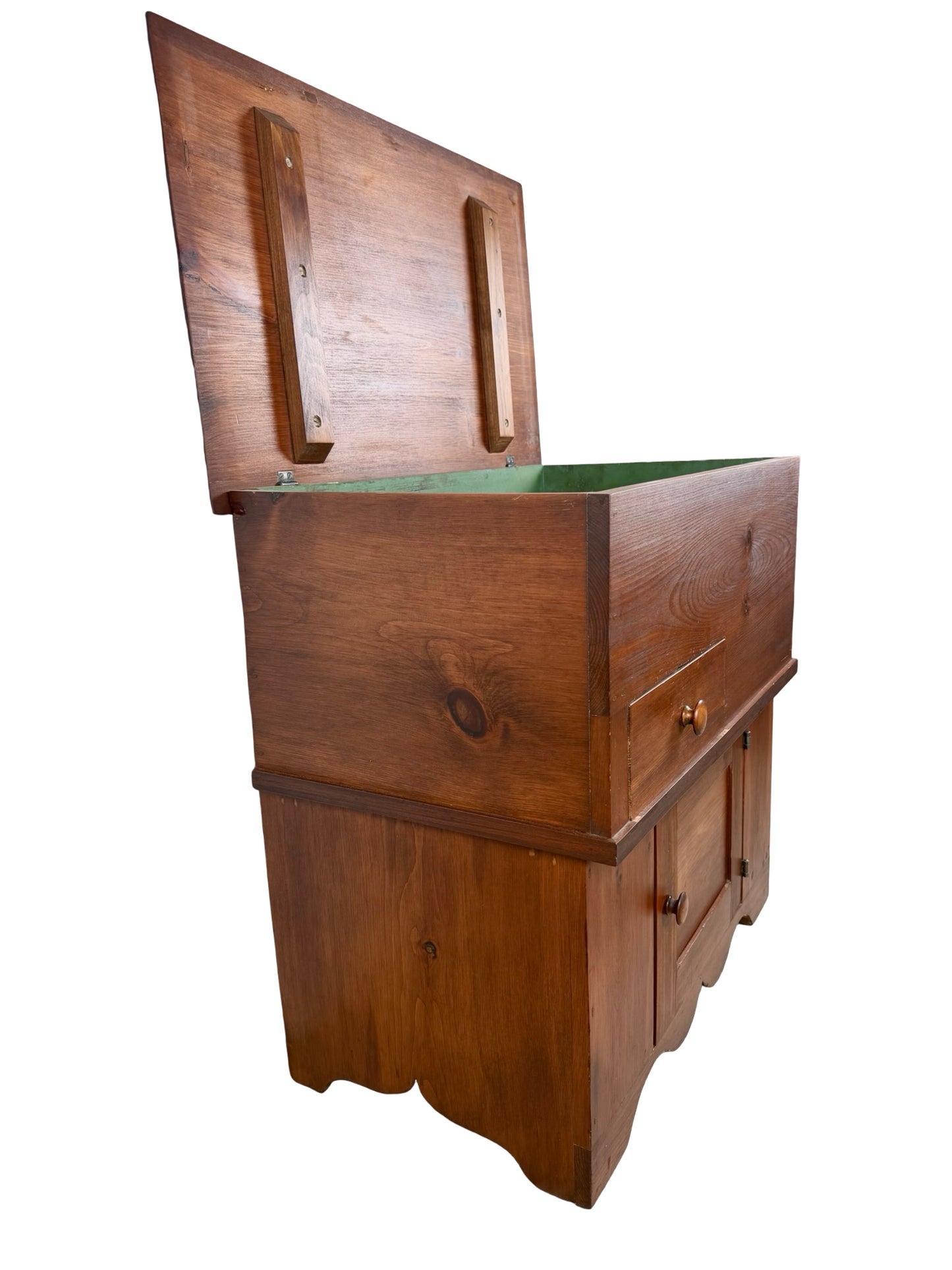 Rustic Pine Dry Sink Storage Cabinet with Lift Top, Drawer & Cupboard