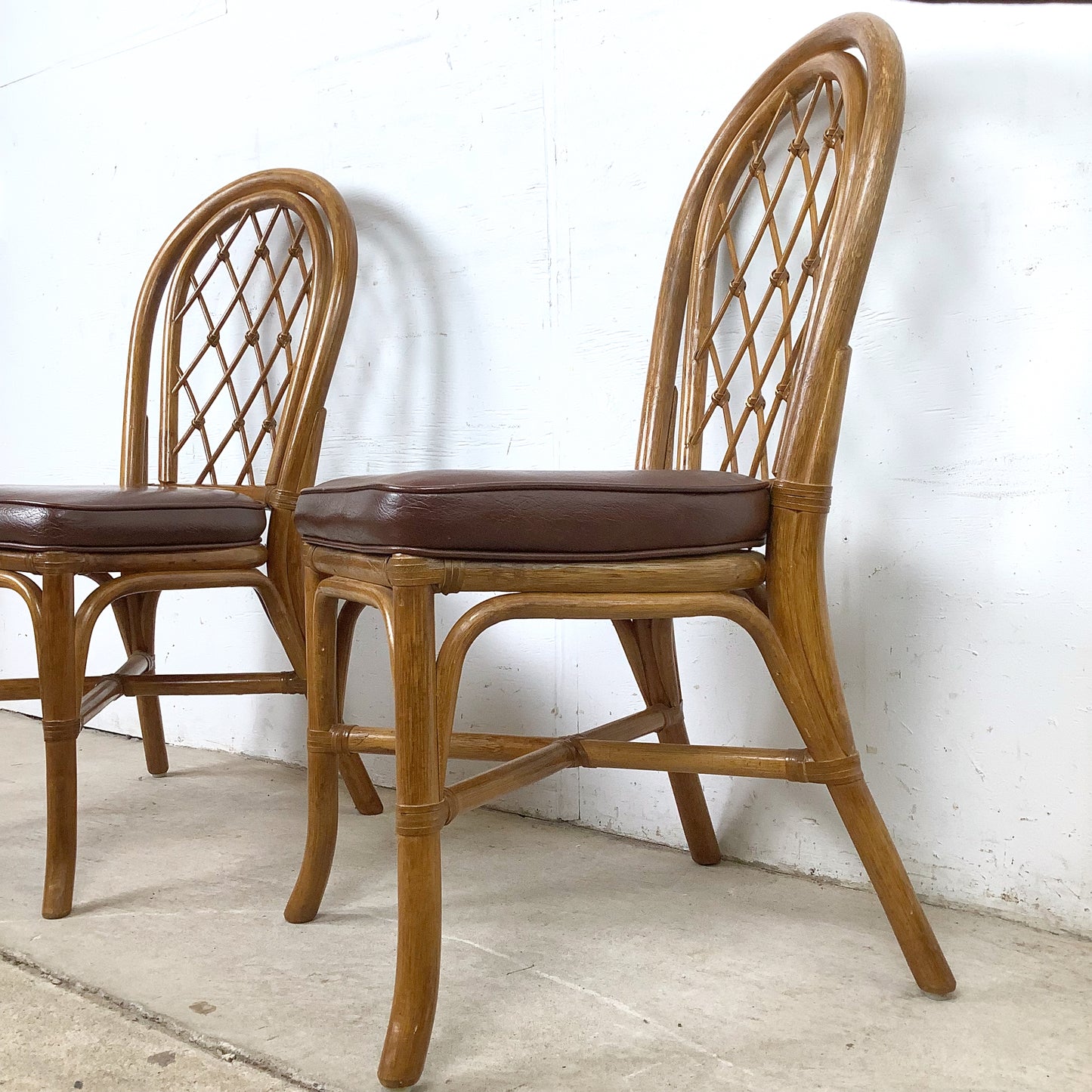 Set of Four Vintage Rattan Dining Chairs