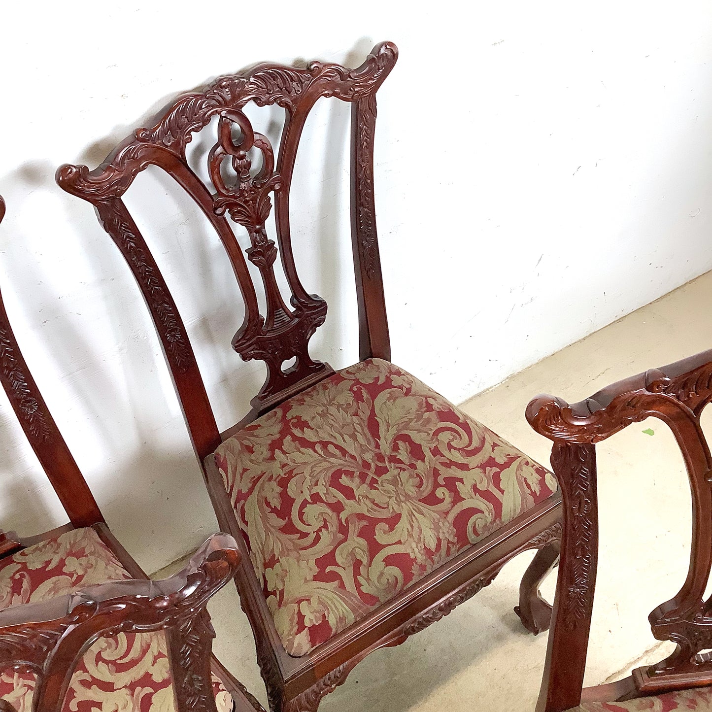 Set of Six Chippendale Style Mahogany Dining Chairs | Carved Splat Backs | Ball-and-Claw Feet