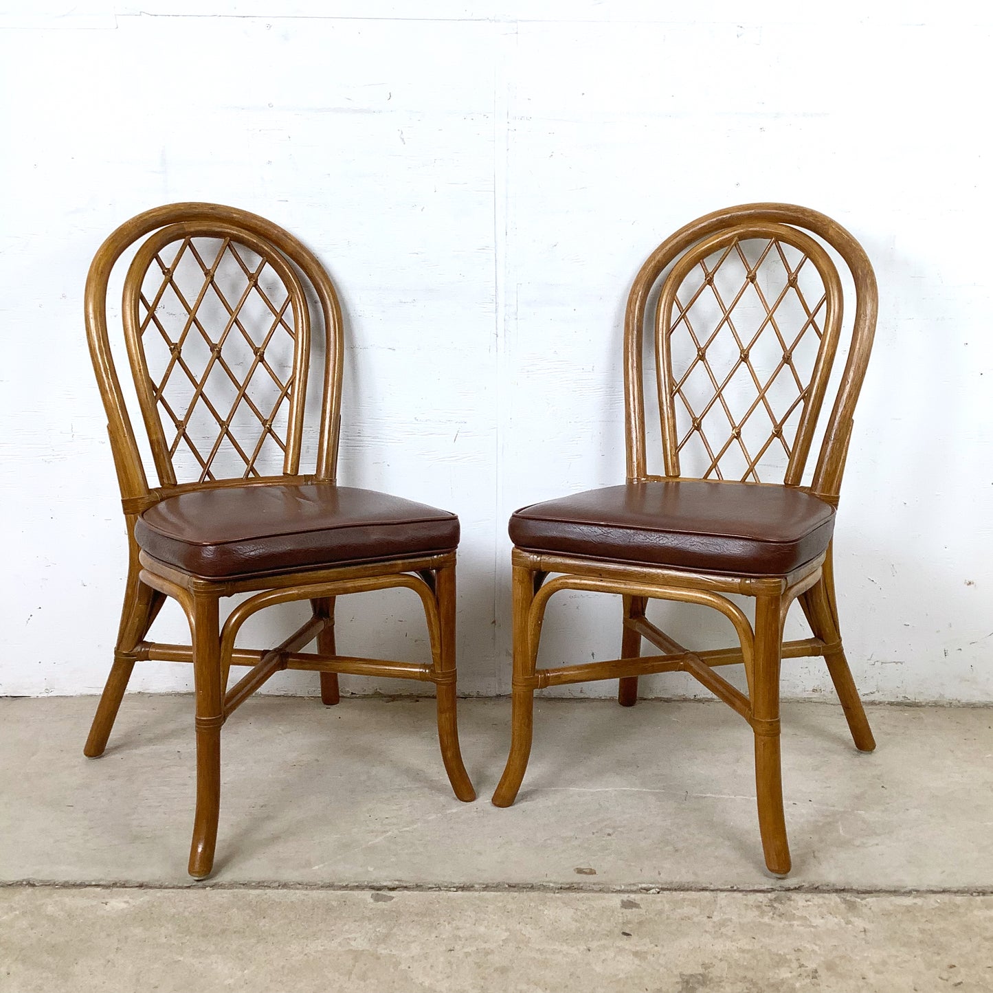Set of Four Vintage Rattan Dining Chairs