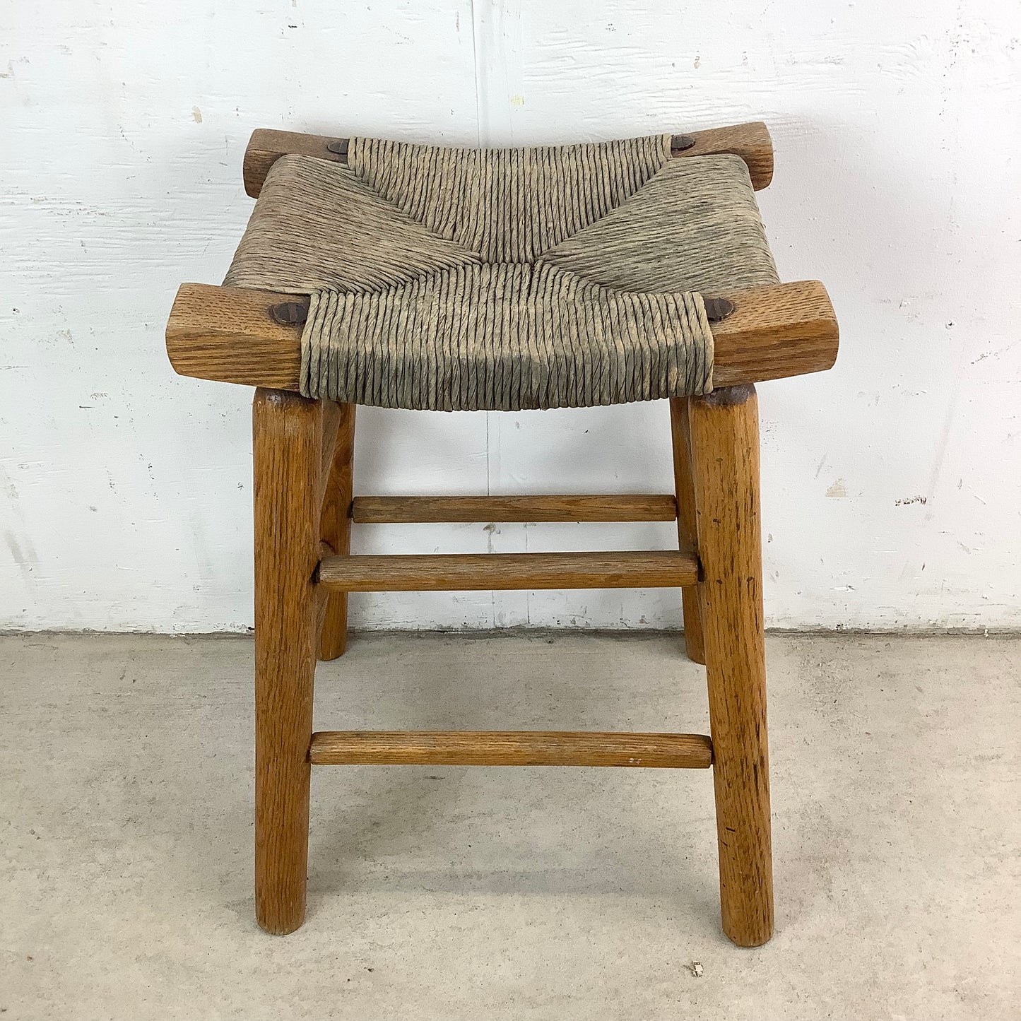 Vintage Rope Seat Counter Stool