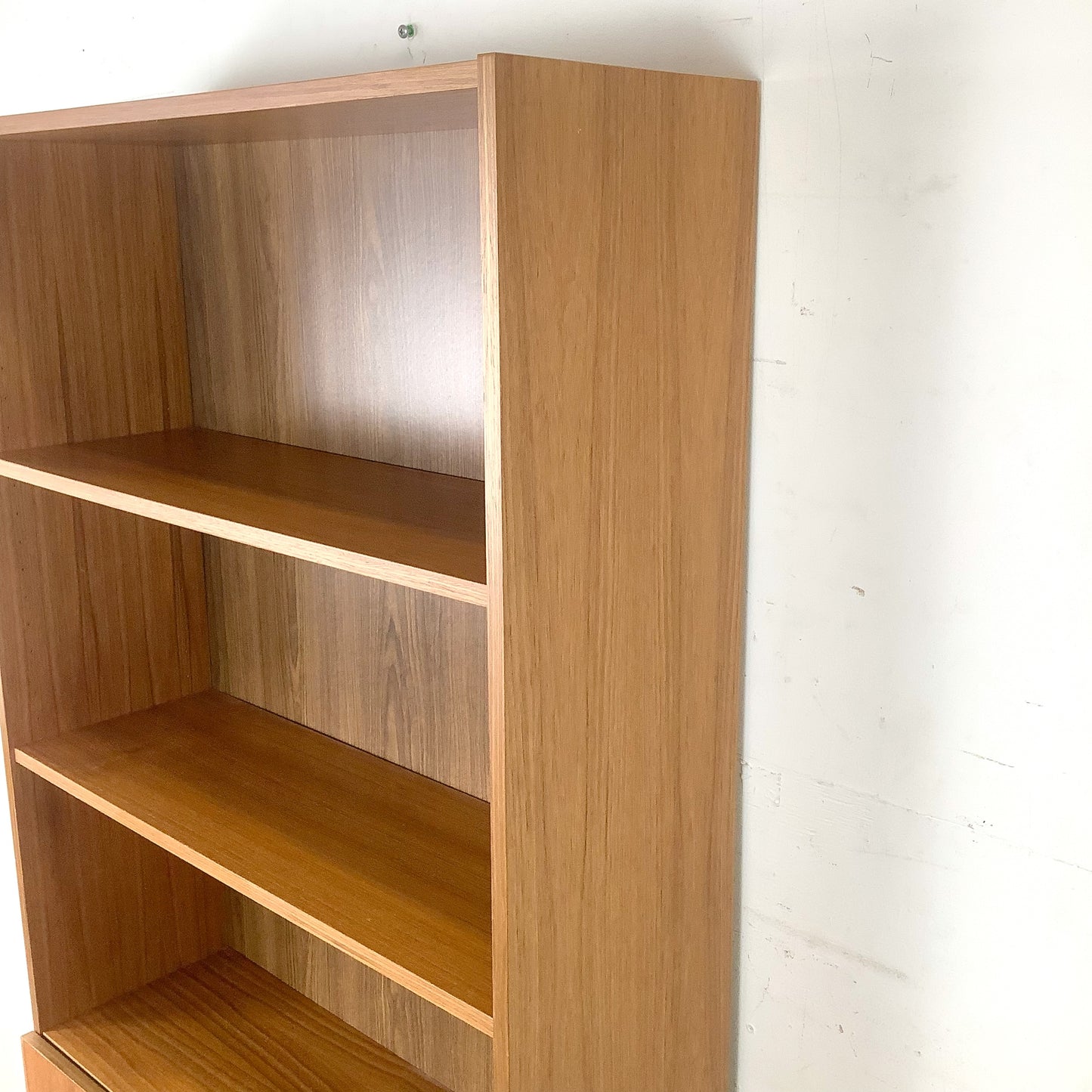  Vintage Scandinavian Modern Teak Bookcase with Lower Cabinet