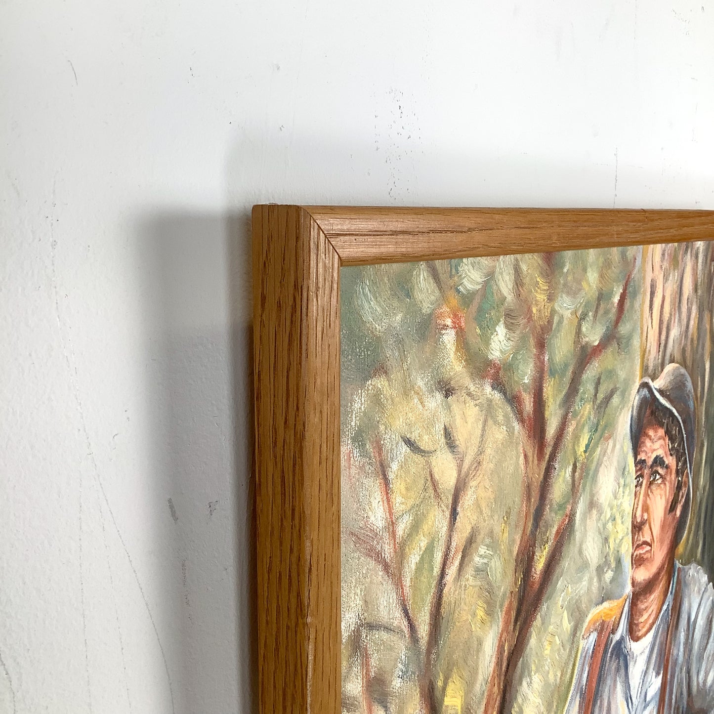 Mid-Century Figurative Oil Painting of Seated Woodsman — Jules Wisneski
