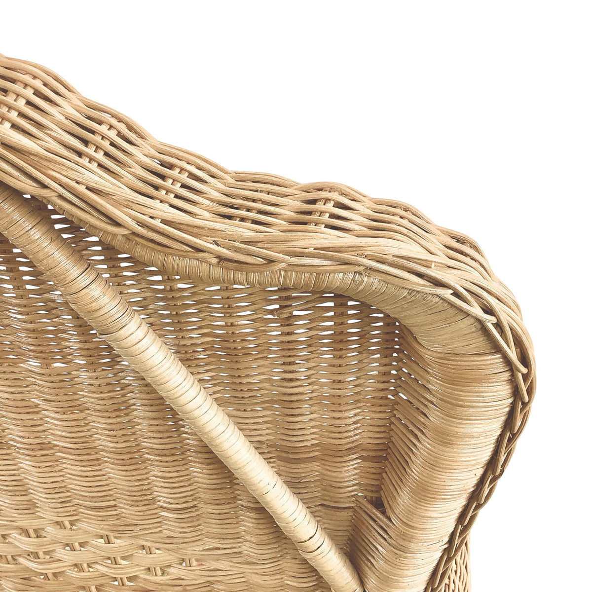 Vintage High-Back Woven Wicker Armchair