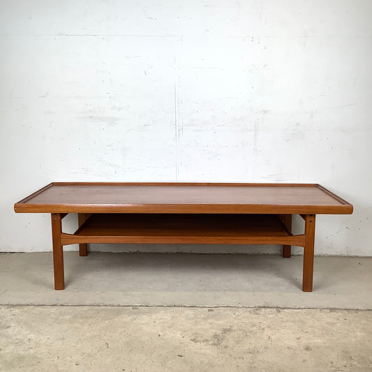 Scandinavian Modern Teak Raised Edge Coffee Table