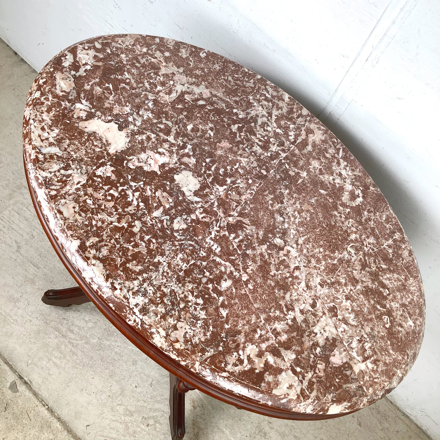 Victorian Revival Marble Top Center Table