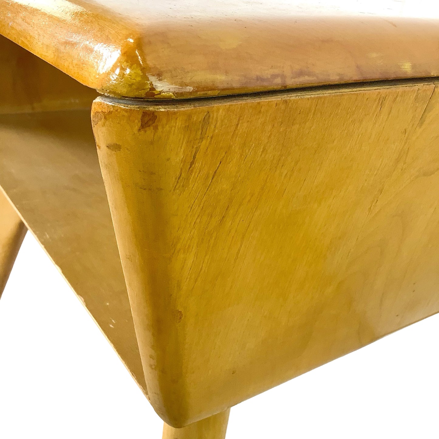 Heywood-Wakefield Solid Birch Encore Open Cubby Lamp Table (Wheat Finish)