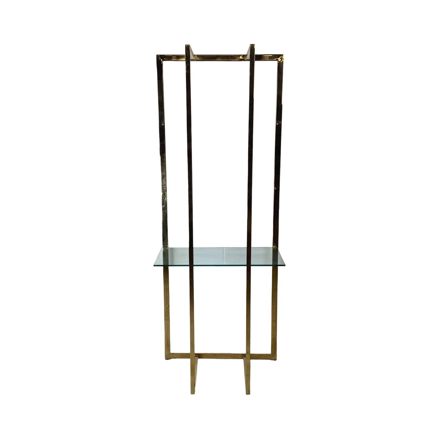 Architectural Brass and Glass Display Shelf, Vintage Modern