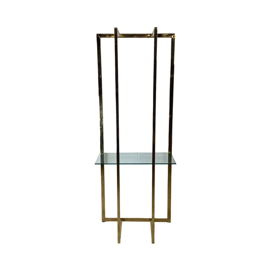 Architectural Brass and Glass Display Shelf, Vintage Modern