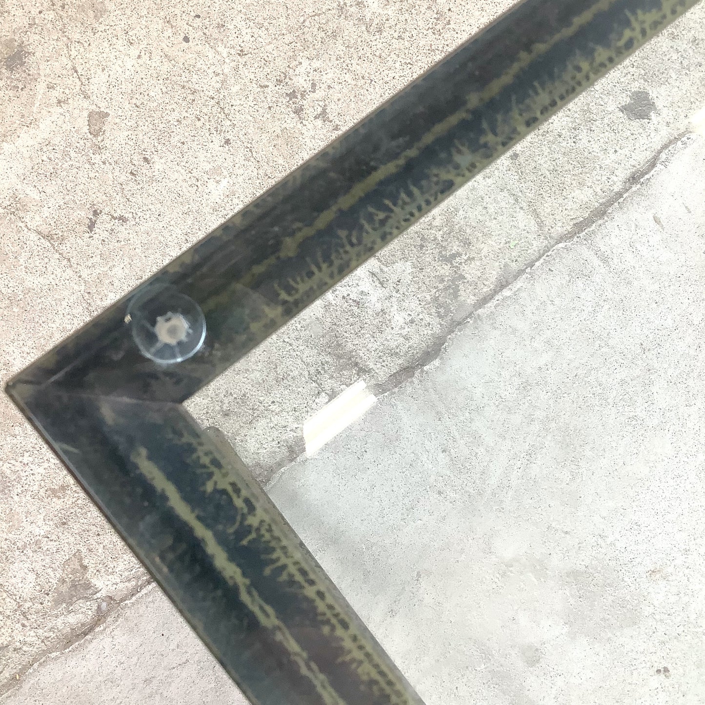 Vintage Modern Glass Coffee Table with Sculptural Wrought Iron Base