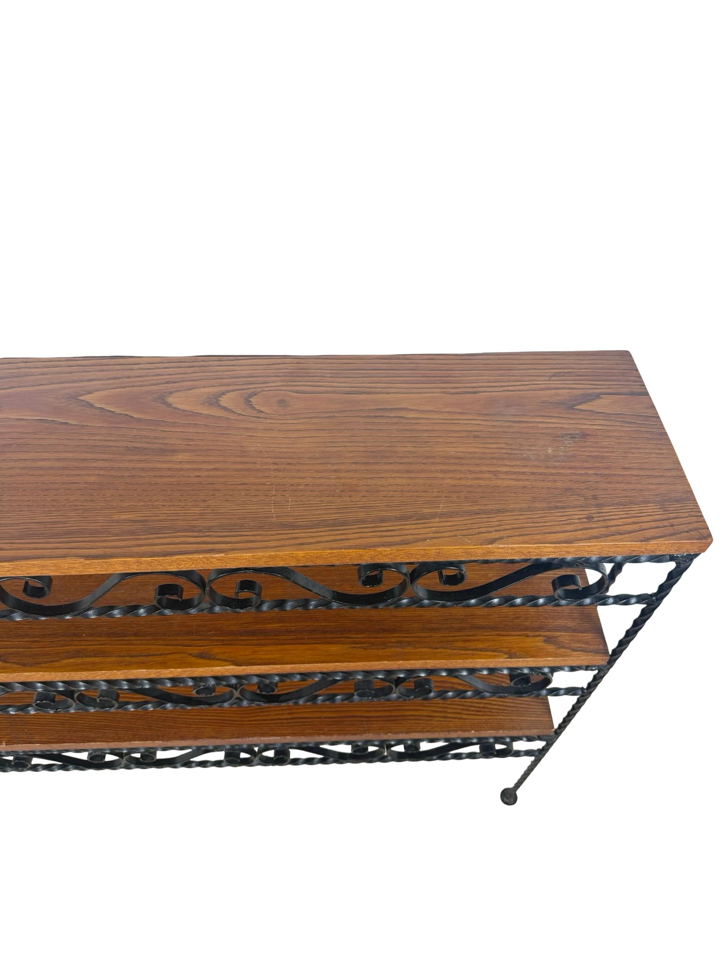 Vintage Handmade Wrought Iron Scroll Shelf — Spanish Revival Style