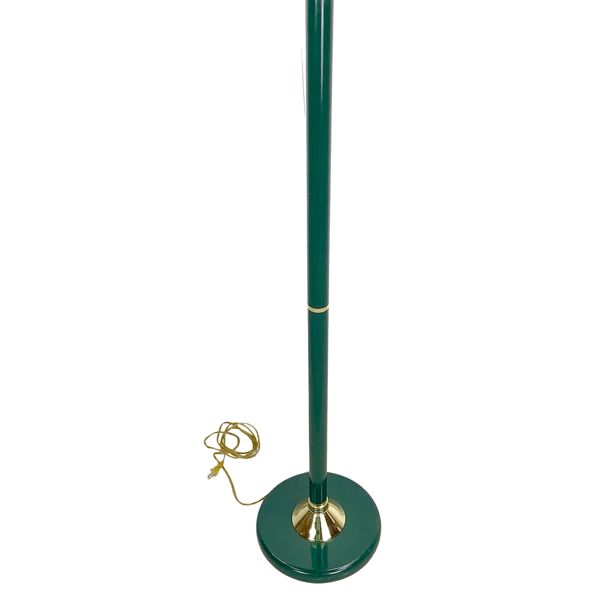 Vintage Hunter Green Brass Lamp, Pleated Fabric Shade, Traditional Hollywood Regency