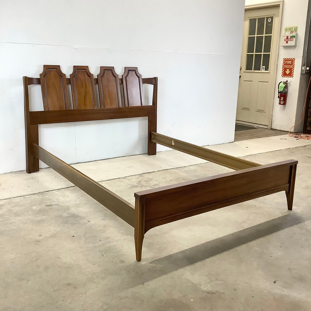 Vintage Walnut Mid-Century Modern Full Bed Frame
