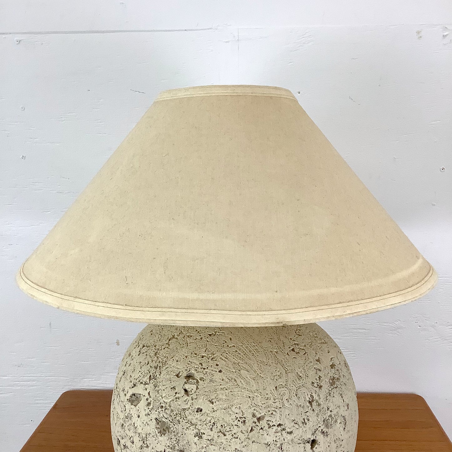 Coastal Modern Orb Lamp in Natural Coral Stone With Shade