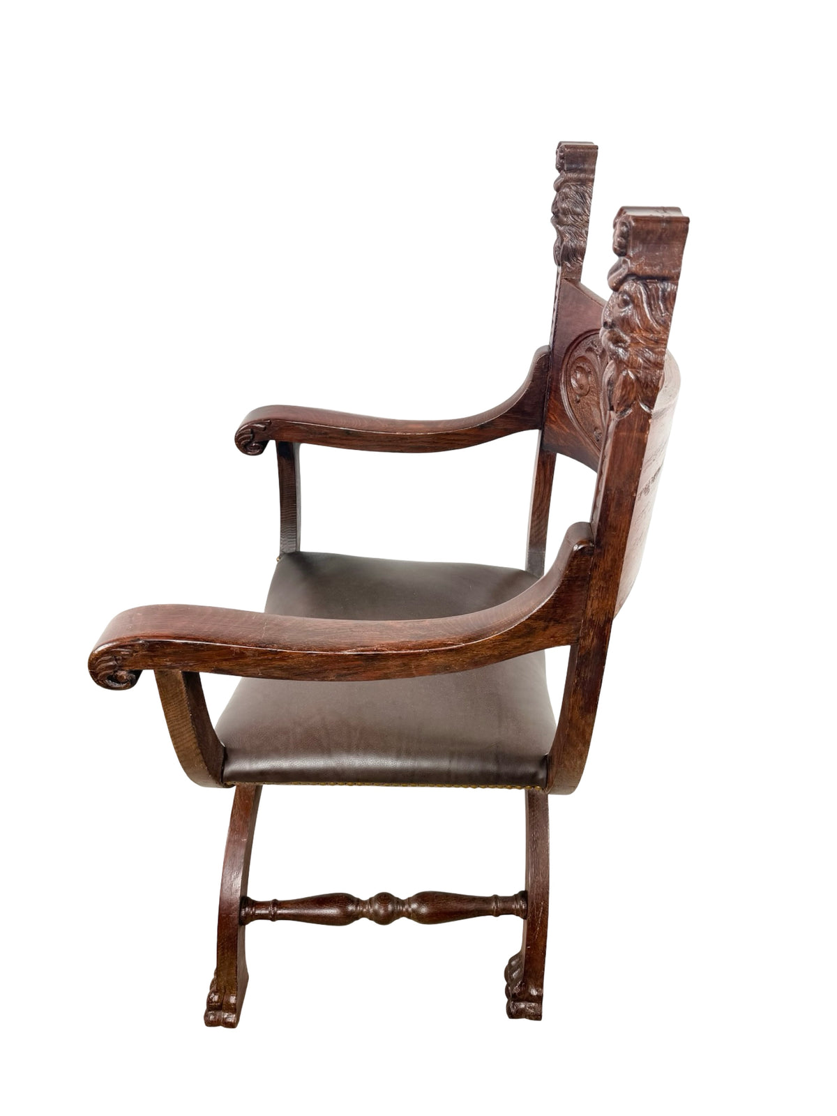 Vintage Renaissance Revival Savonarola X-Frame Accent Chair