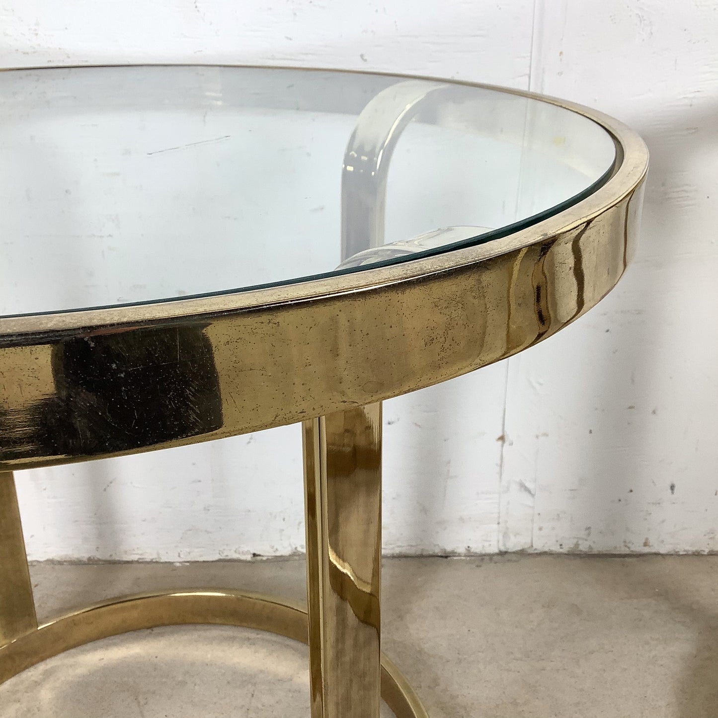 Pair of Vintage Brass and Glass Side Tables