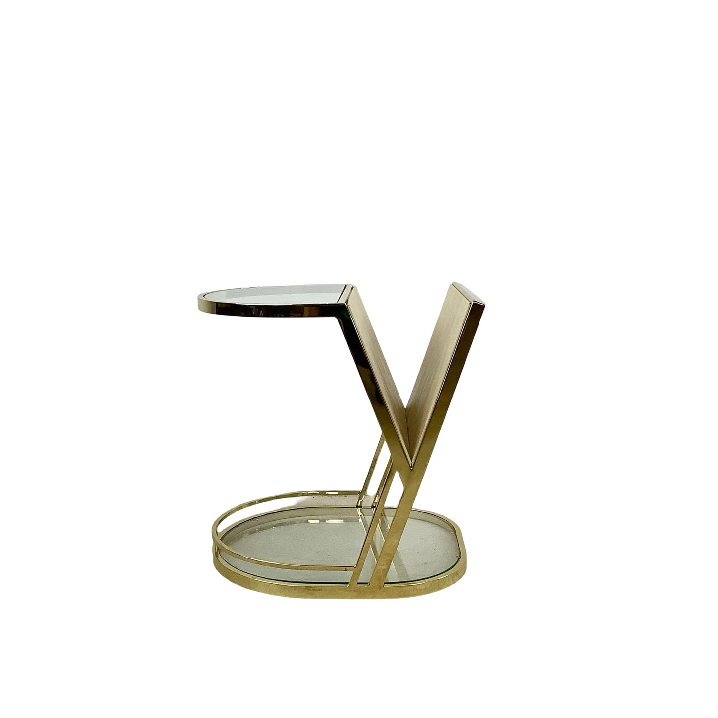 Vintage Hollywood Regency Brass & Glass Magazine Rack Side Table