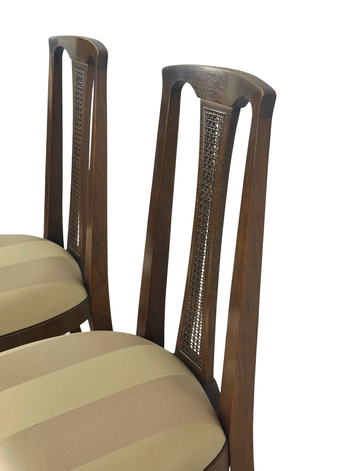 Pair of Vintage Mid-Century Modern High-Back Cane Dining Chairs, Stamped Denmark