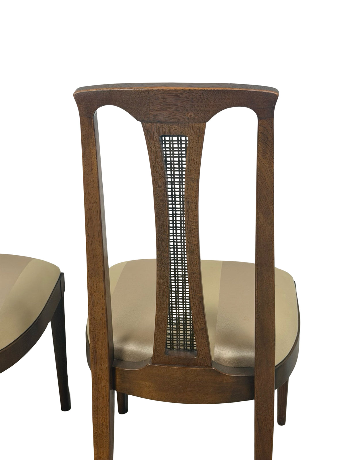 Pair of Vintage Mid-Century Modern High-Back Cane Dining Chairs, Stamped Denmark