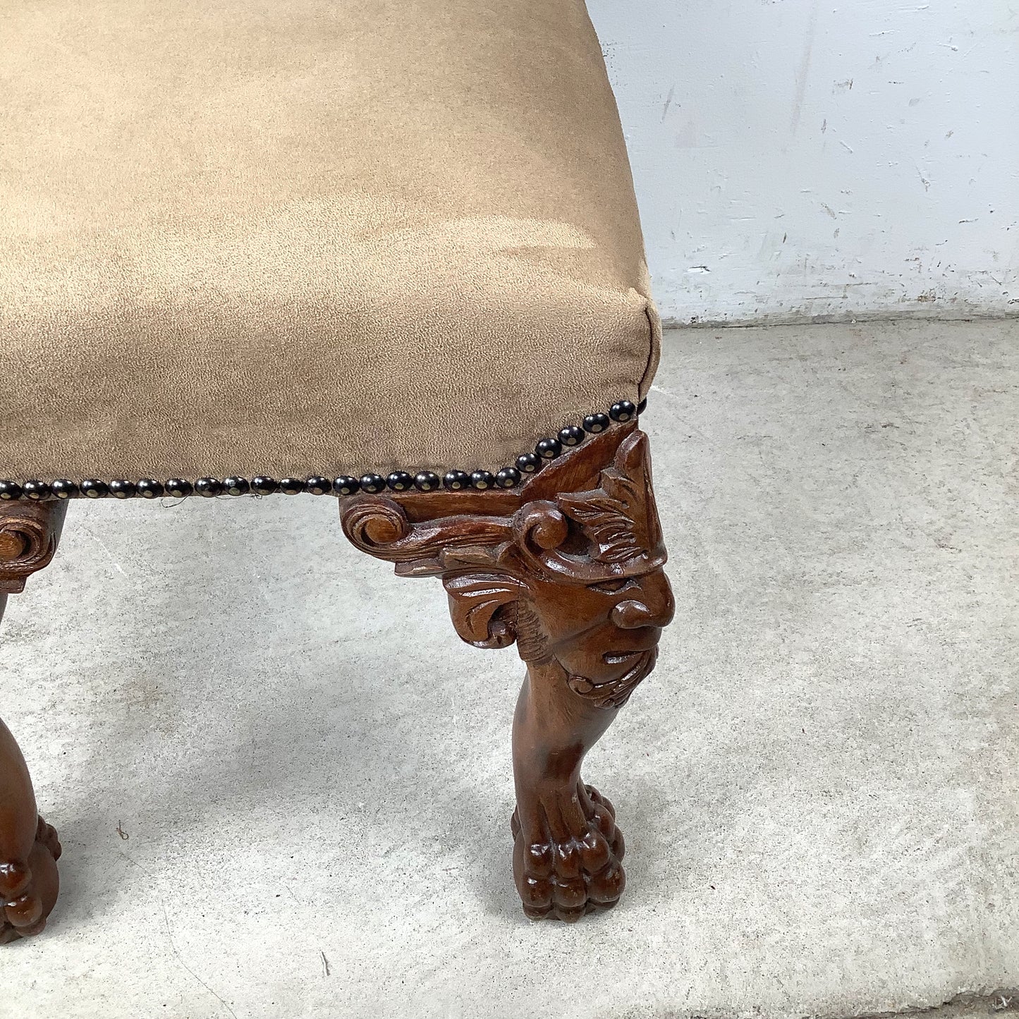 Gothic Revival Carved Grotesque Footstool