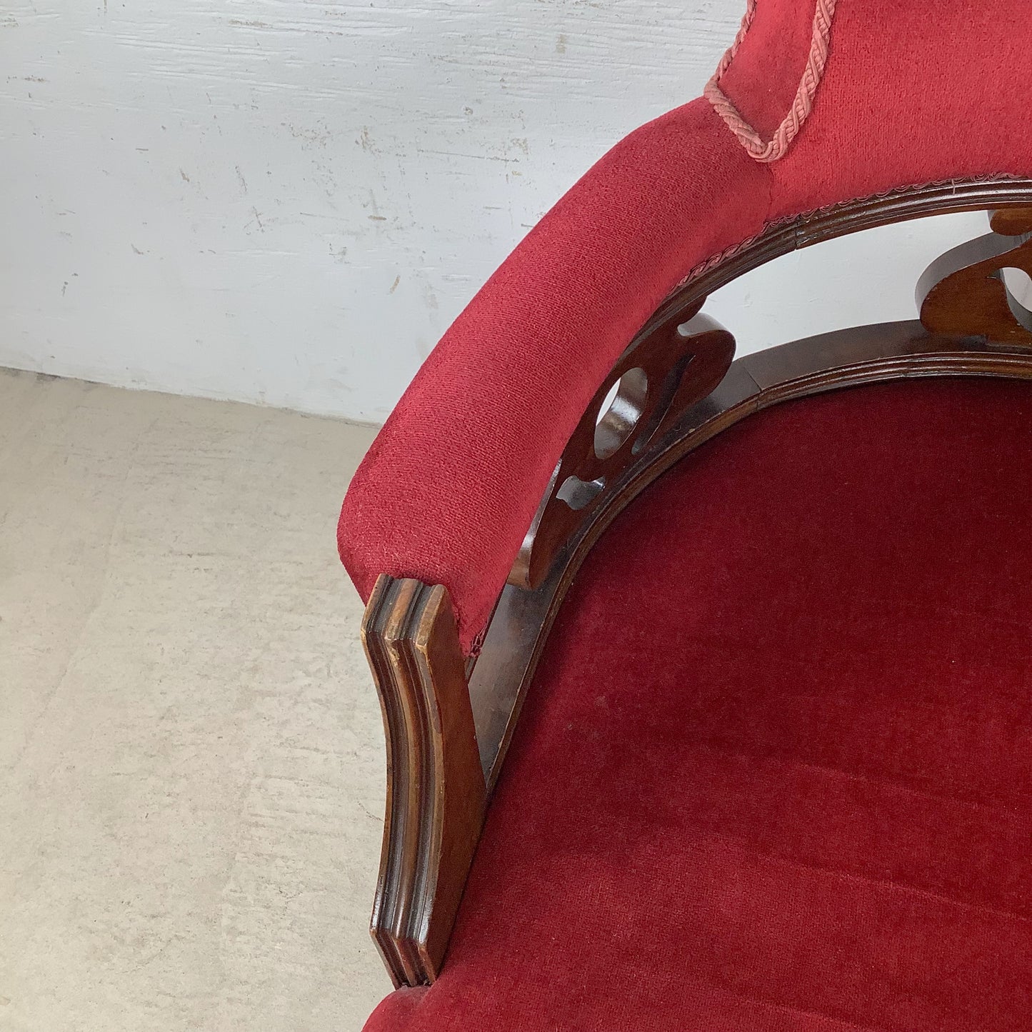 Empire Revival Upholstered Armchair in Red Velvet