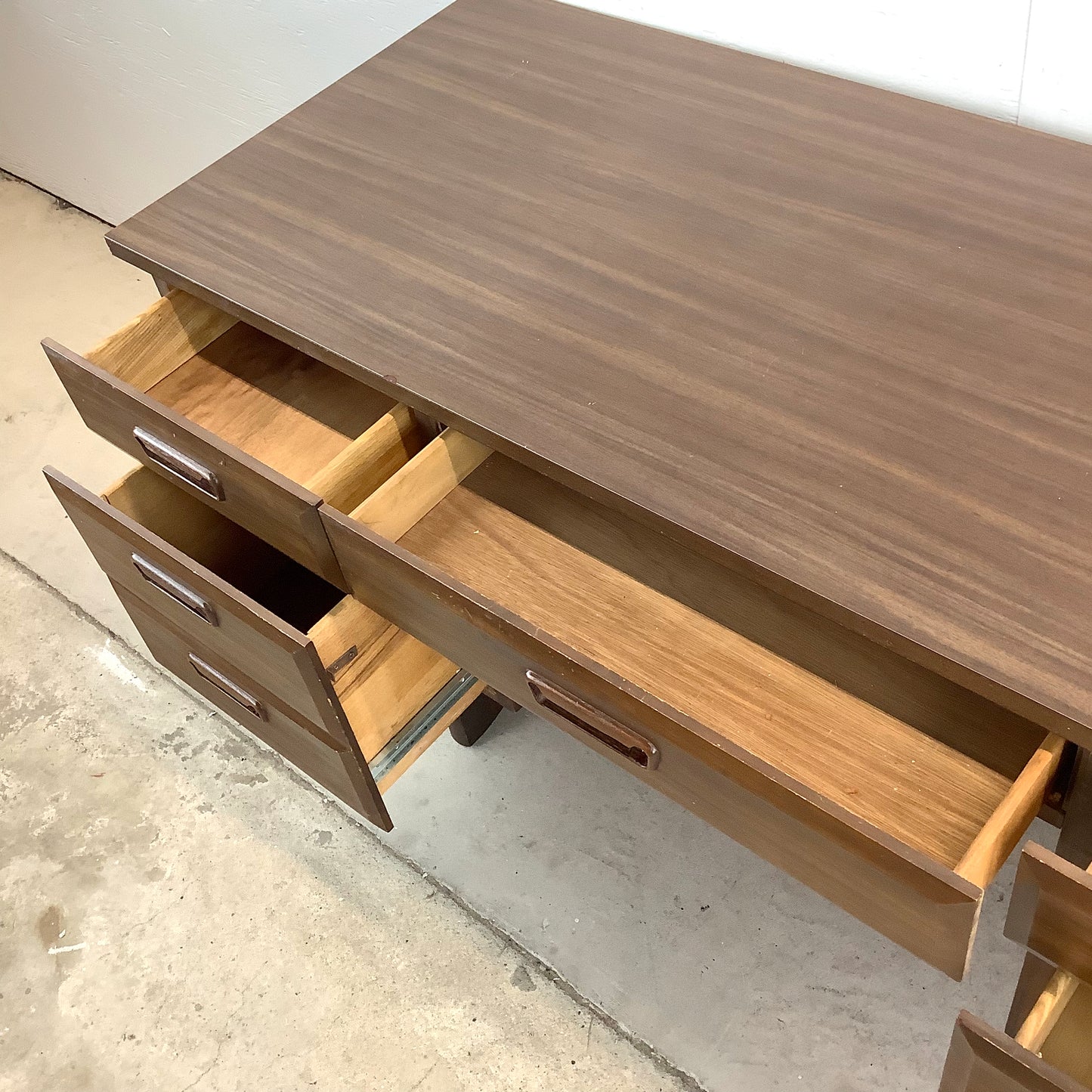 Mid-Century Six Drawer Writing Desk