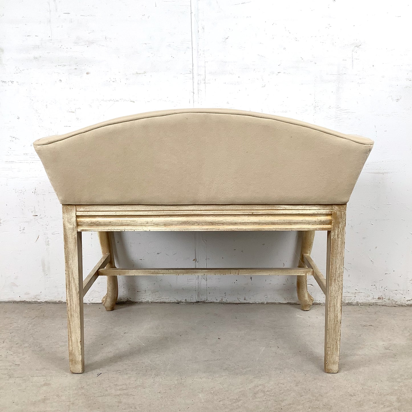 French-Inspired Decorator Bench with Carved Wood Frame