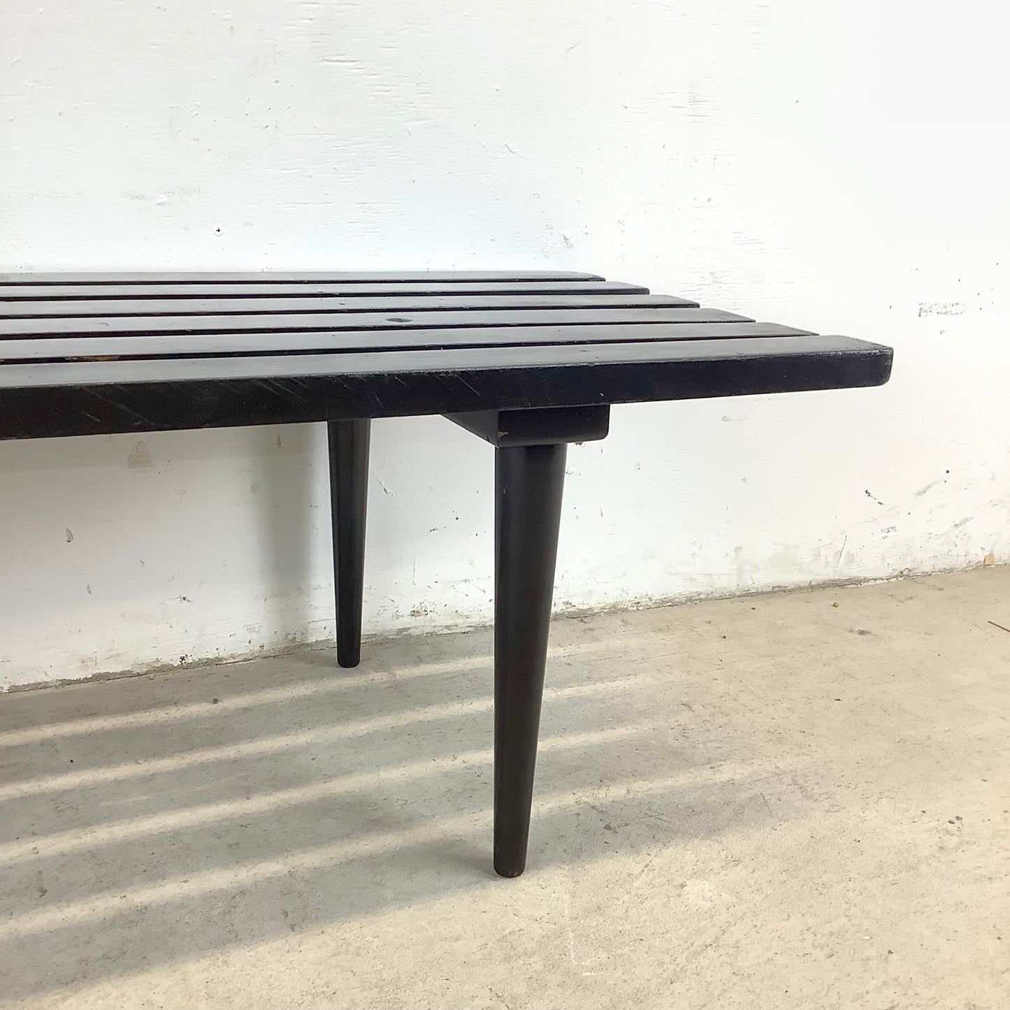 Vintage Modern Black Slat Coffee Table or Bench