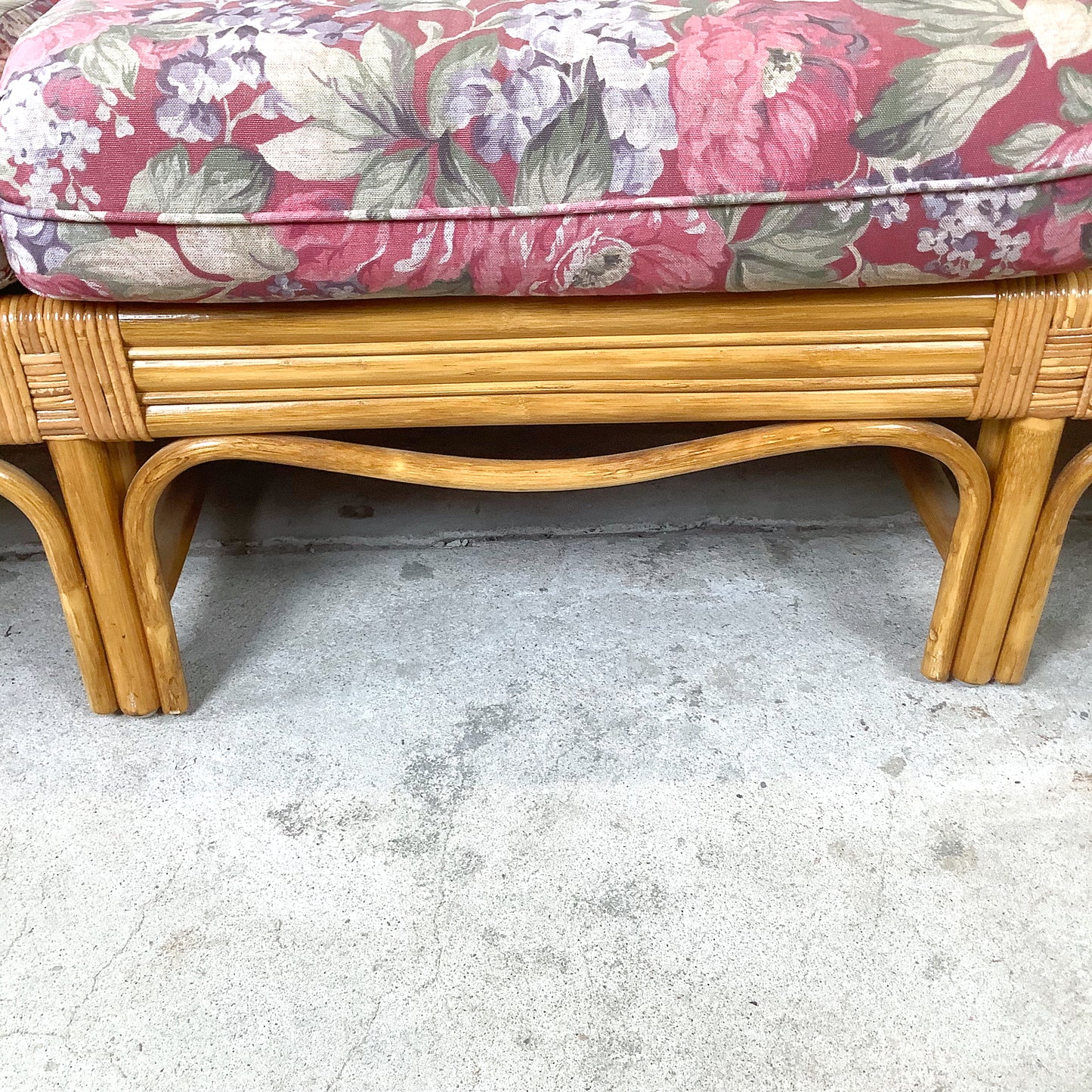 Vintage Architectural Boho Modern Rattan Sofa