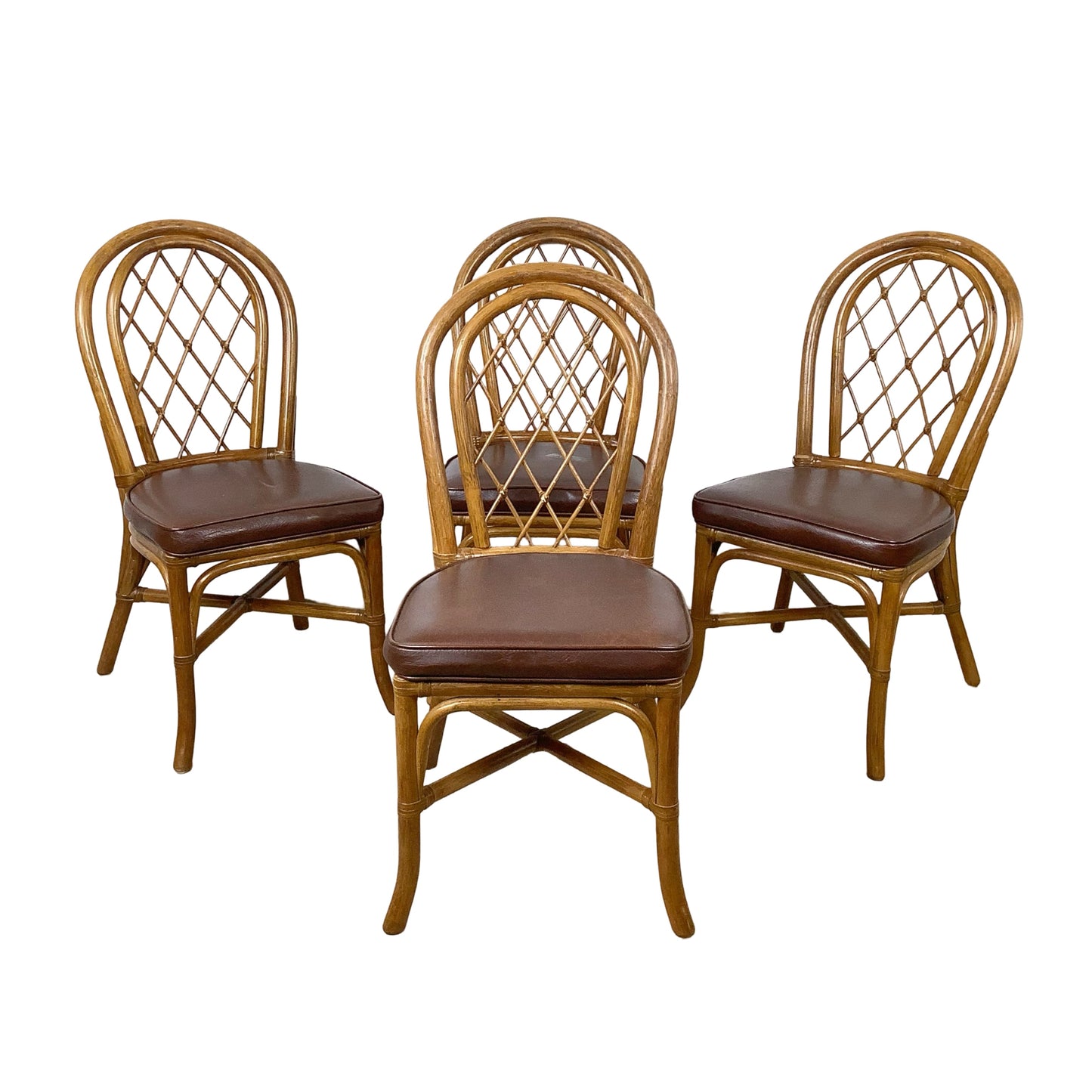 Set of Four Vintage Rattan Dining Chairs