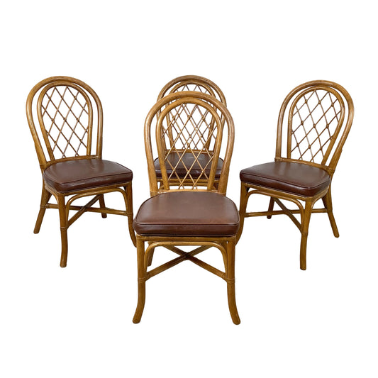 Set of Four Vintage Rattan Dining Chairs