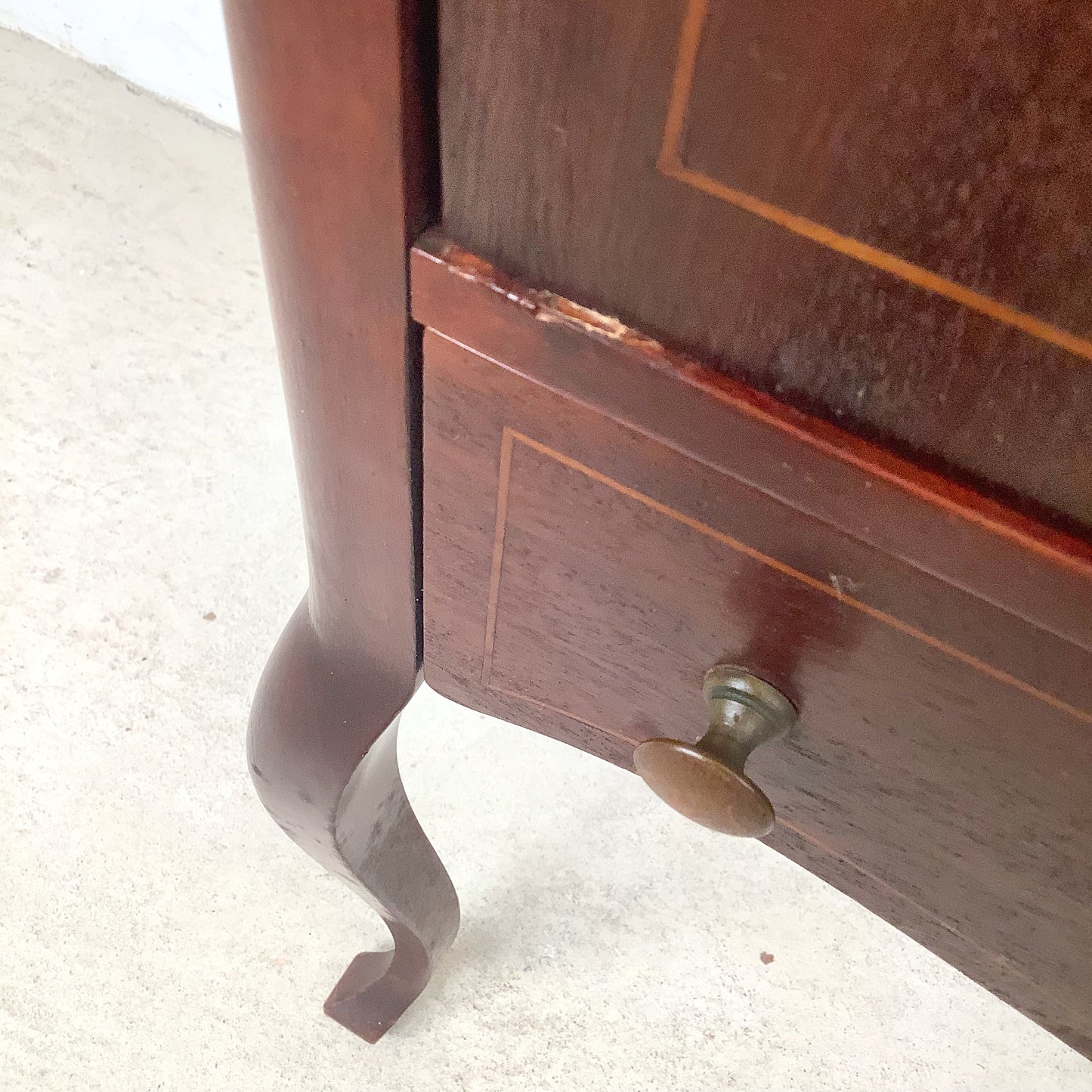 Edwardian Style Mahogany Music Cabinet | Marquetry Inlay | Cabriole Legs | 20th Century