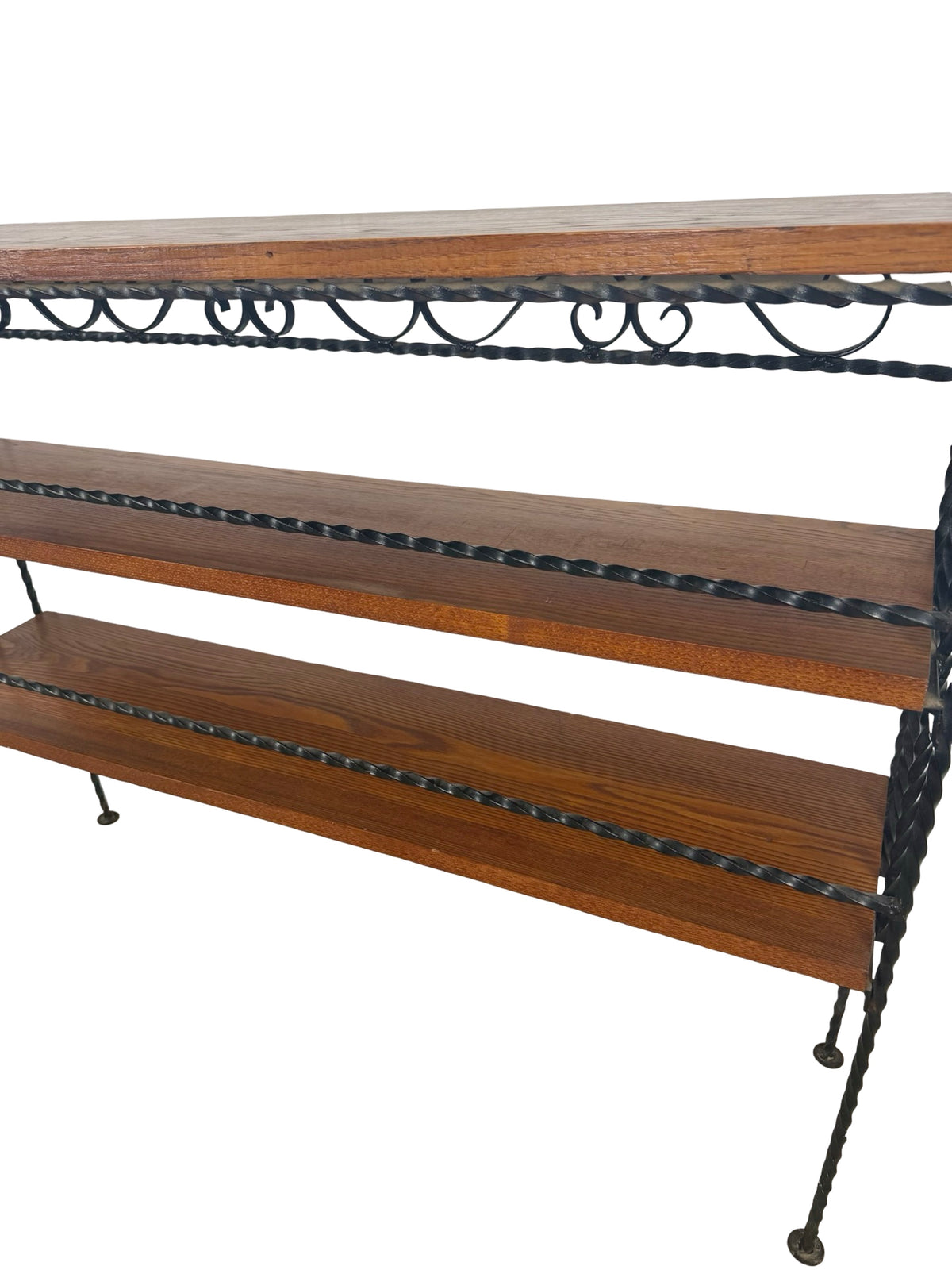 Vintage Handmade Wrought Iron Scroll Shelf — Spanish Revival Style