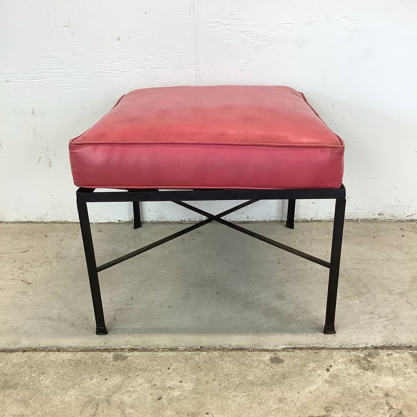 MCM Wrought Iron Patio Chair with Ottoman