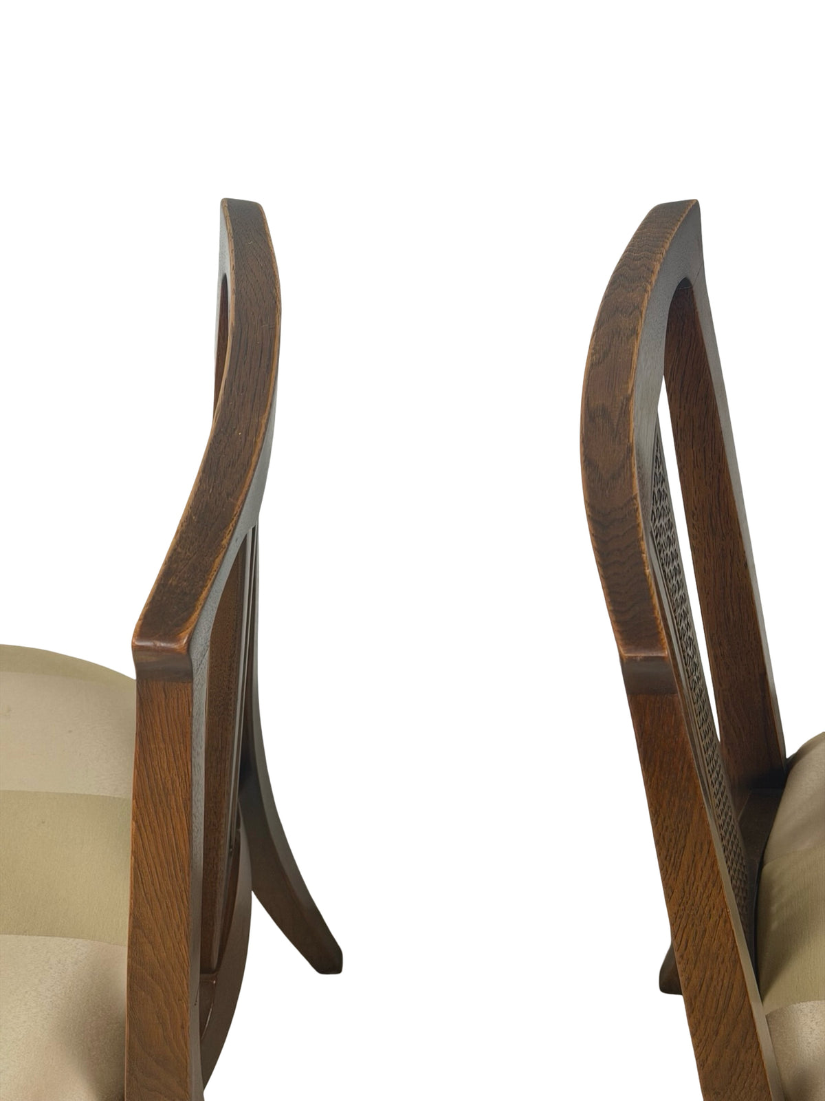 Pair of Vintage Mid-Century Modern High-Back Cane Dining Chairs, Stamped Denmark
