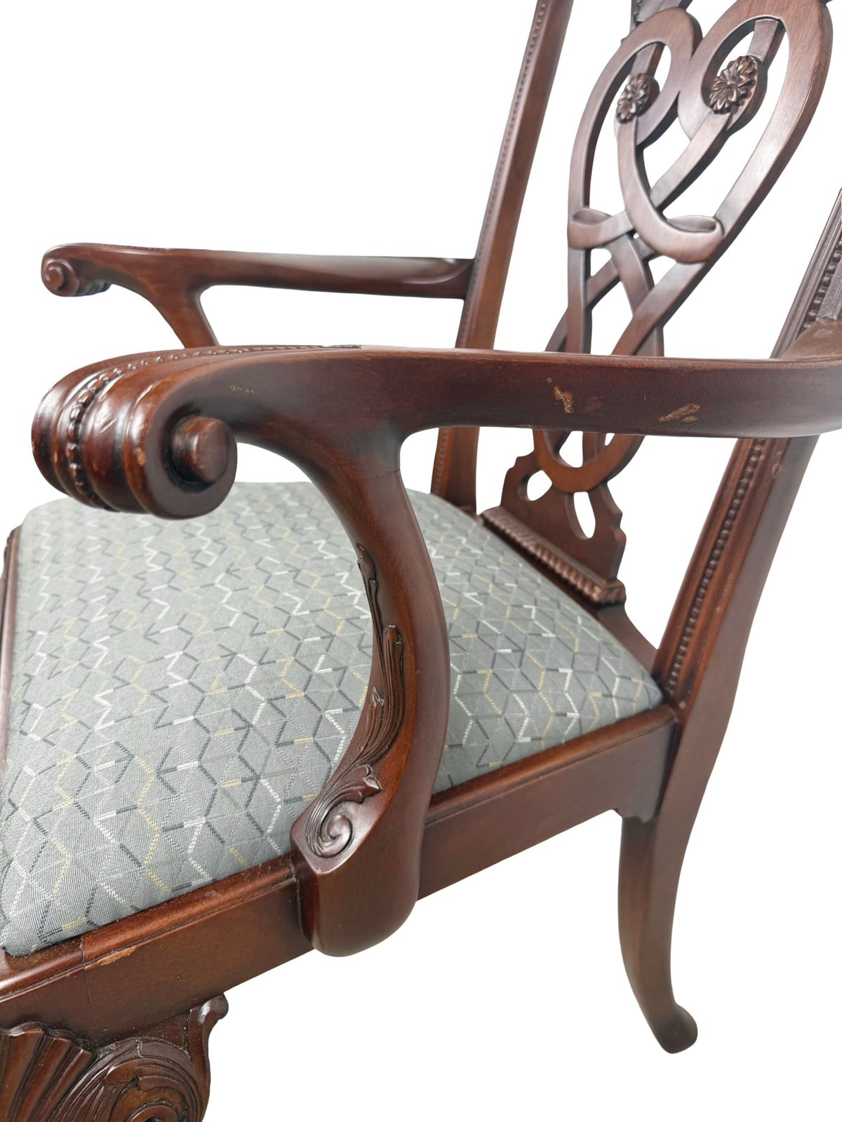 Vintage Maitland-Smith Chippendale Carved Armchair with Ball-and-Claw Feet