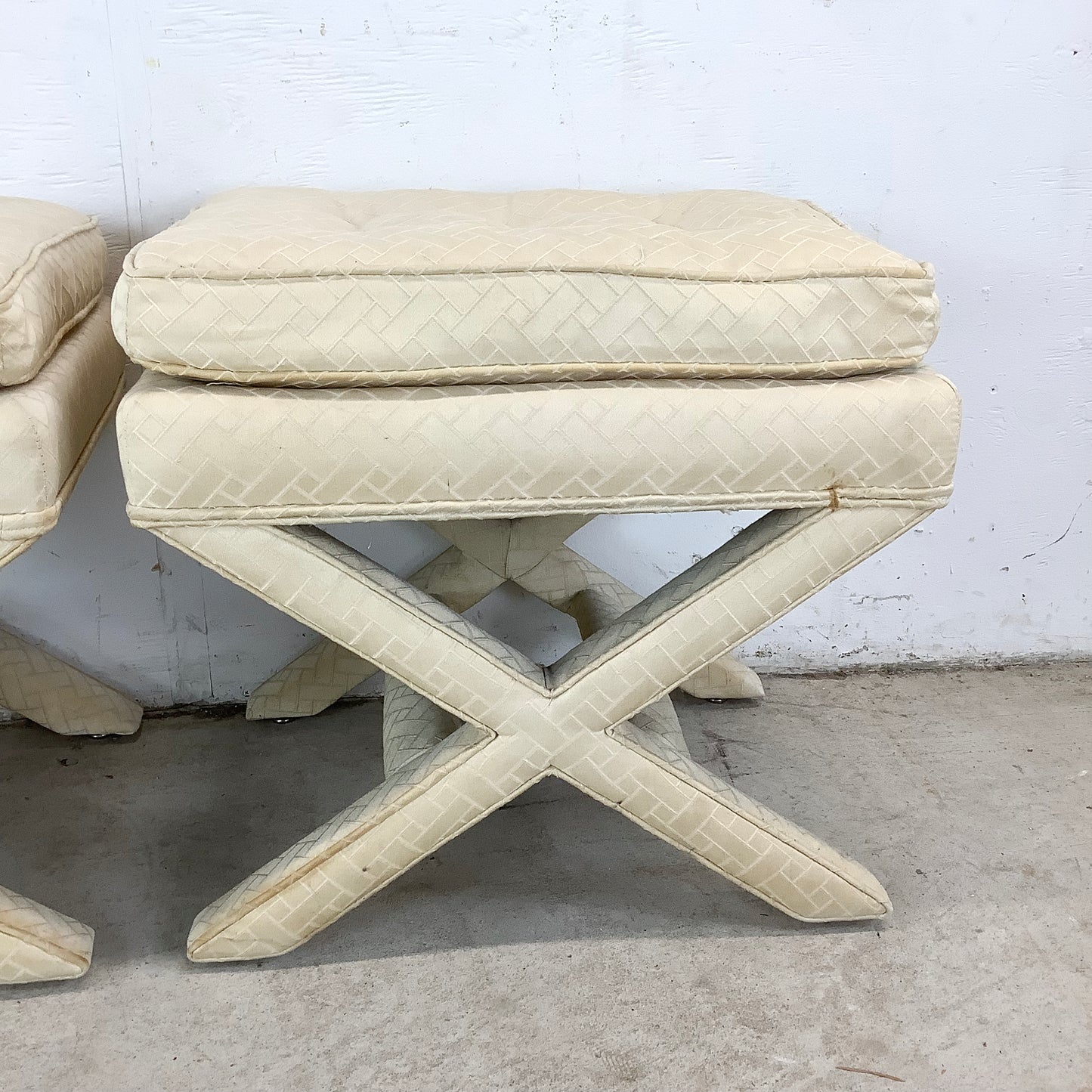 Pair Vintage X-Base Regency Benches