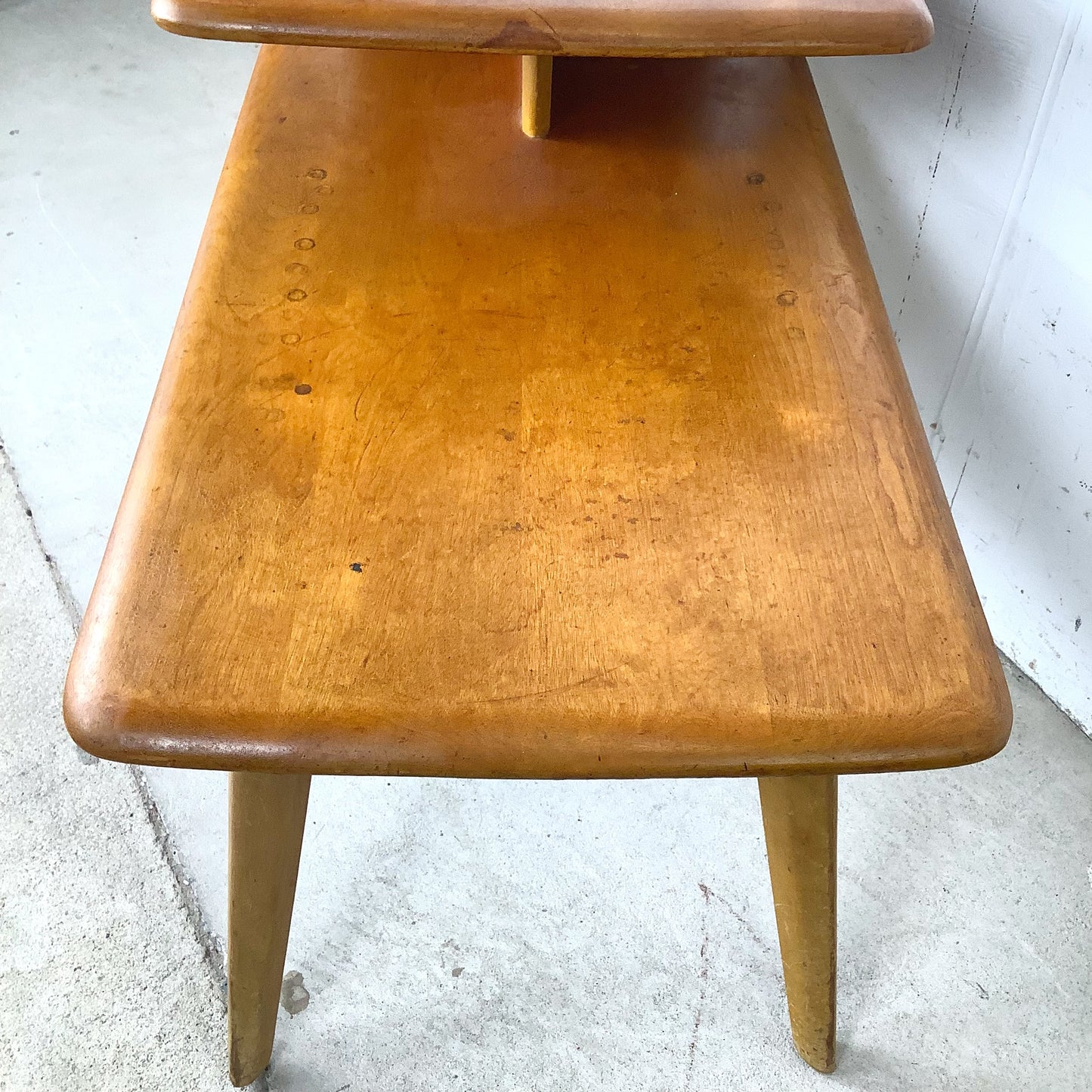 Vintage Heywood-Wakefield Birch Step End Table | Mid-Century Modern Two-Tier Side Table